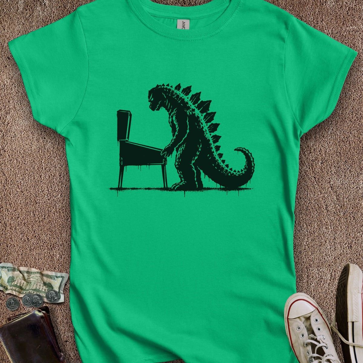 Printify T-Shirt S / Irish Green Kaiju Playing Pinball Women's T-Shirt