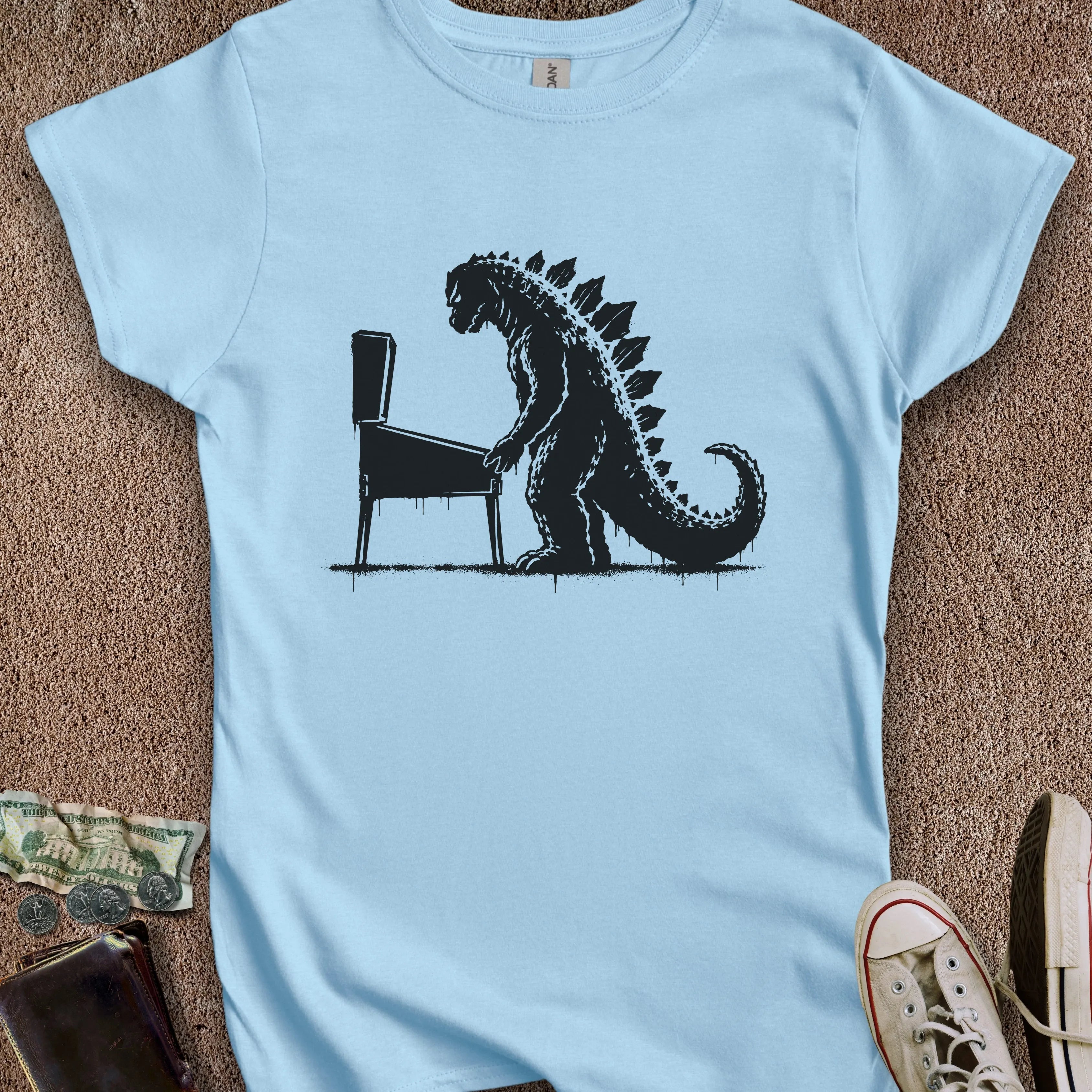 Printify T-Shirt S / Light Blue Kaiju Playing Pinball Women's T-Shirt