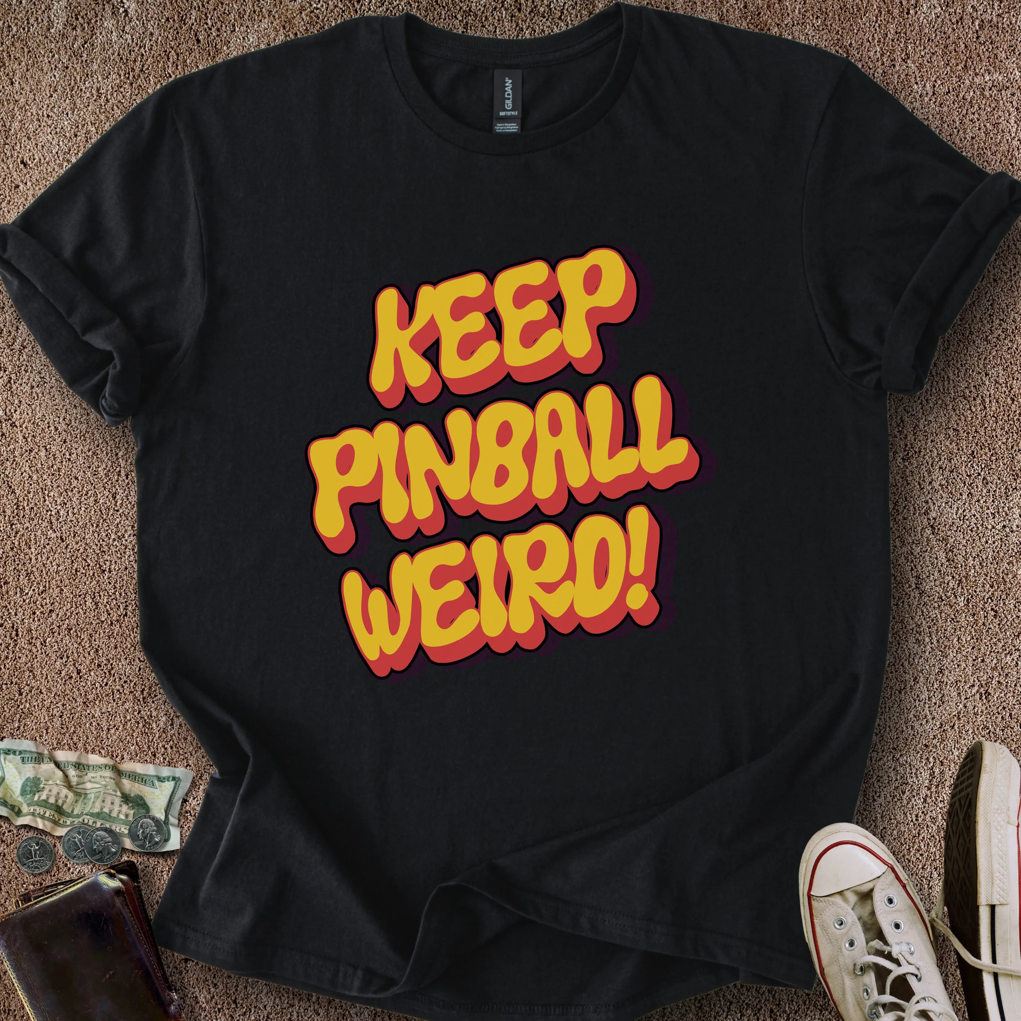 Printify T-Shirt Black / S Keep Pinball Weird T-Shirt
