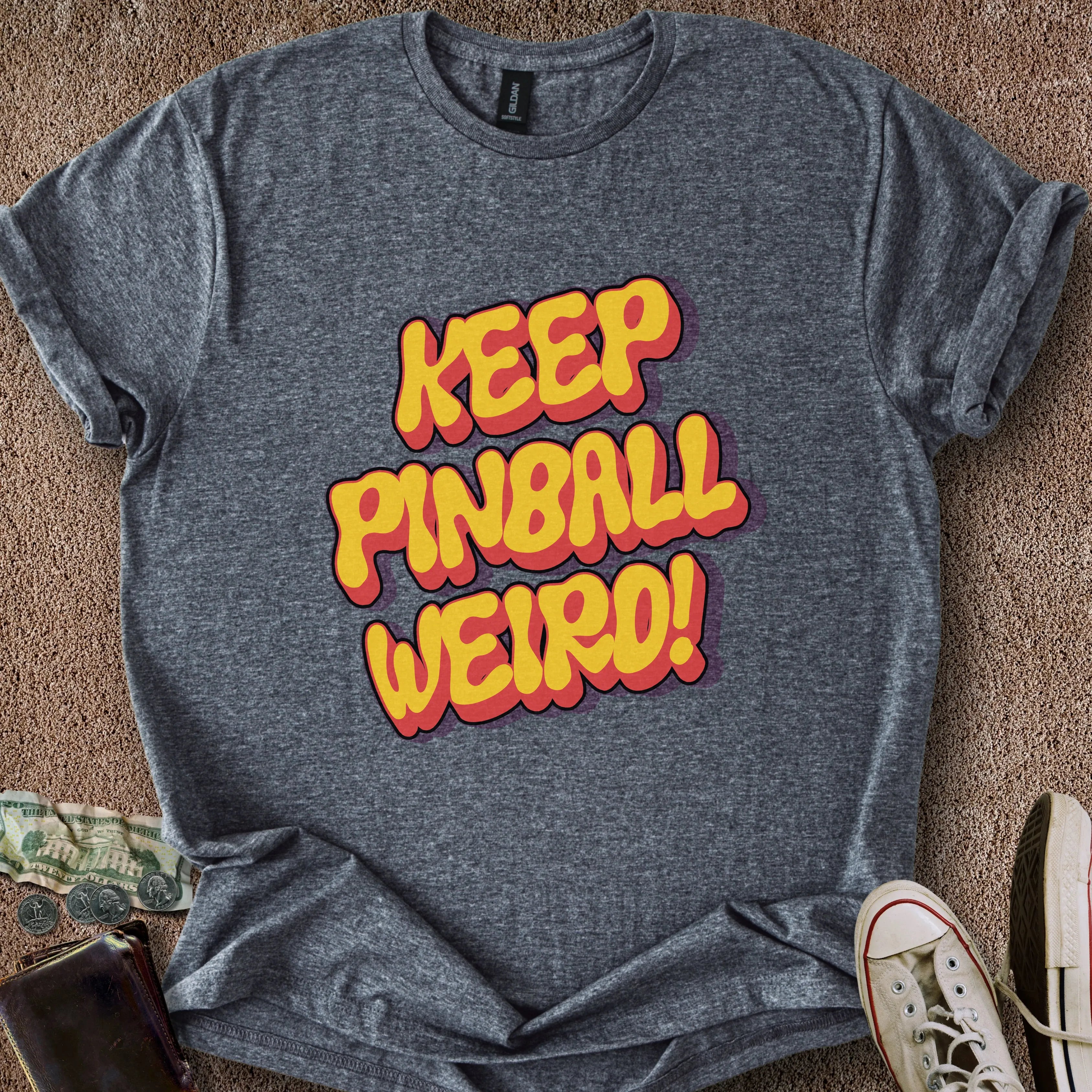 Printify T-Shirt Dark Heather / S Keep Pinball Weird T-Shirt