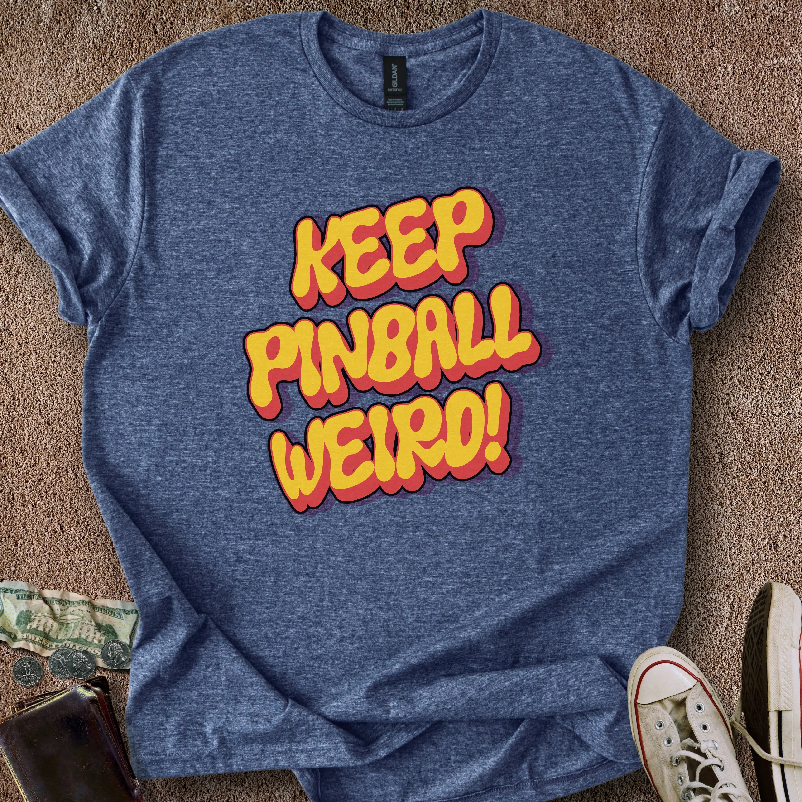 Printify T-Shirt Heather Navy / S Keep Pinball Weird T-Shirt