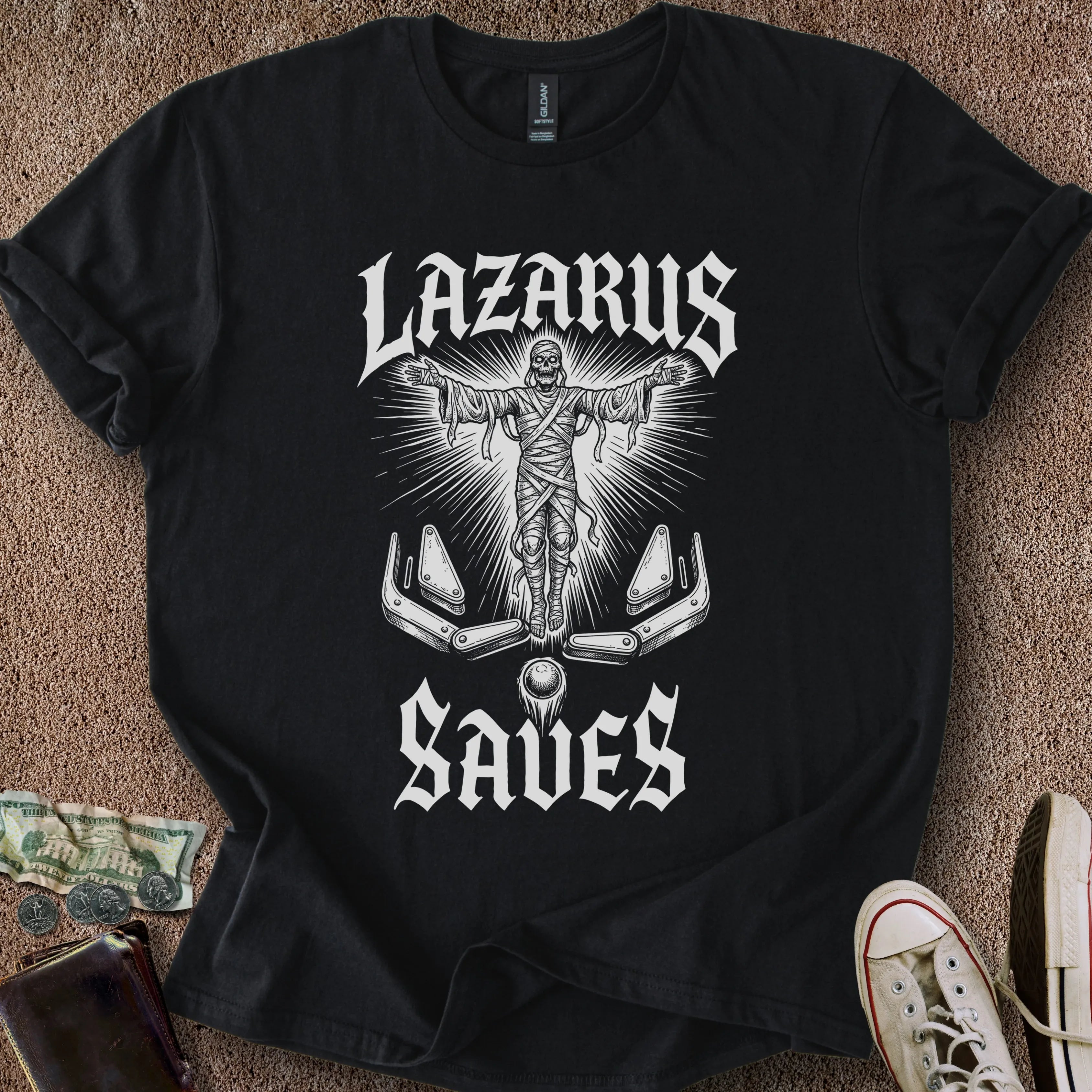 Printify T-Shirt Black / S Lazarus Saves T-Shirt