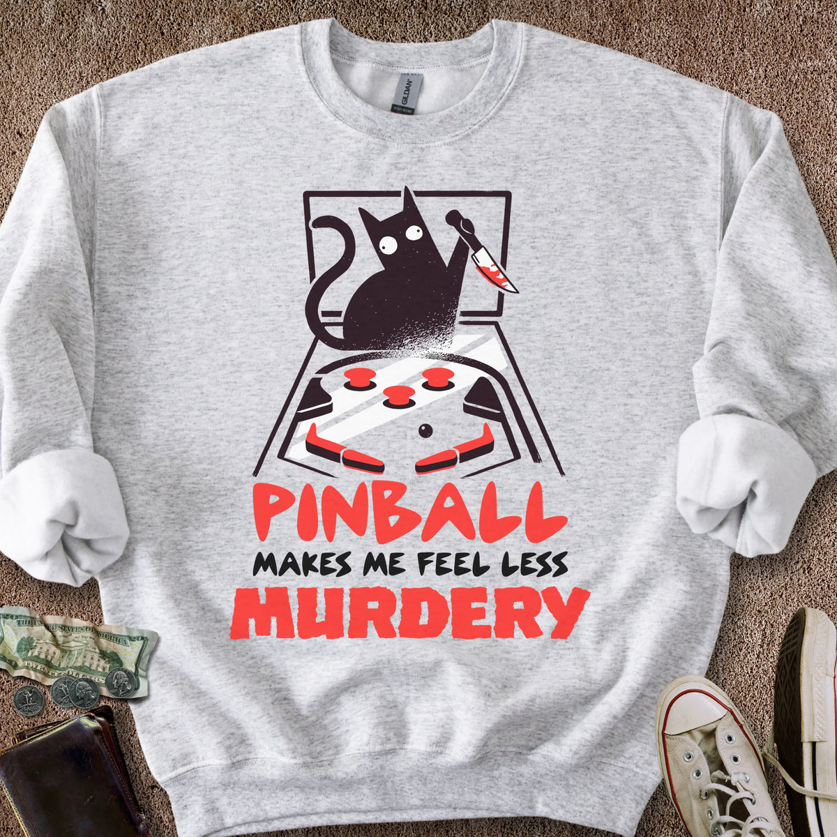 Printify Sweatshirt S / Ash Less Murdery Sweatshirt