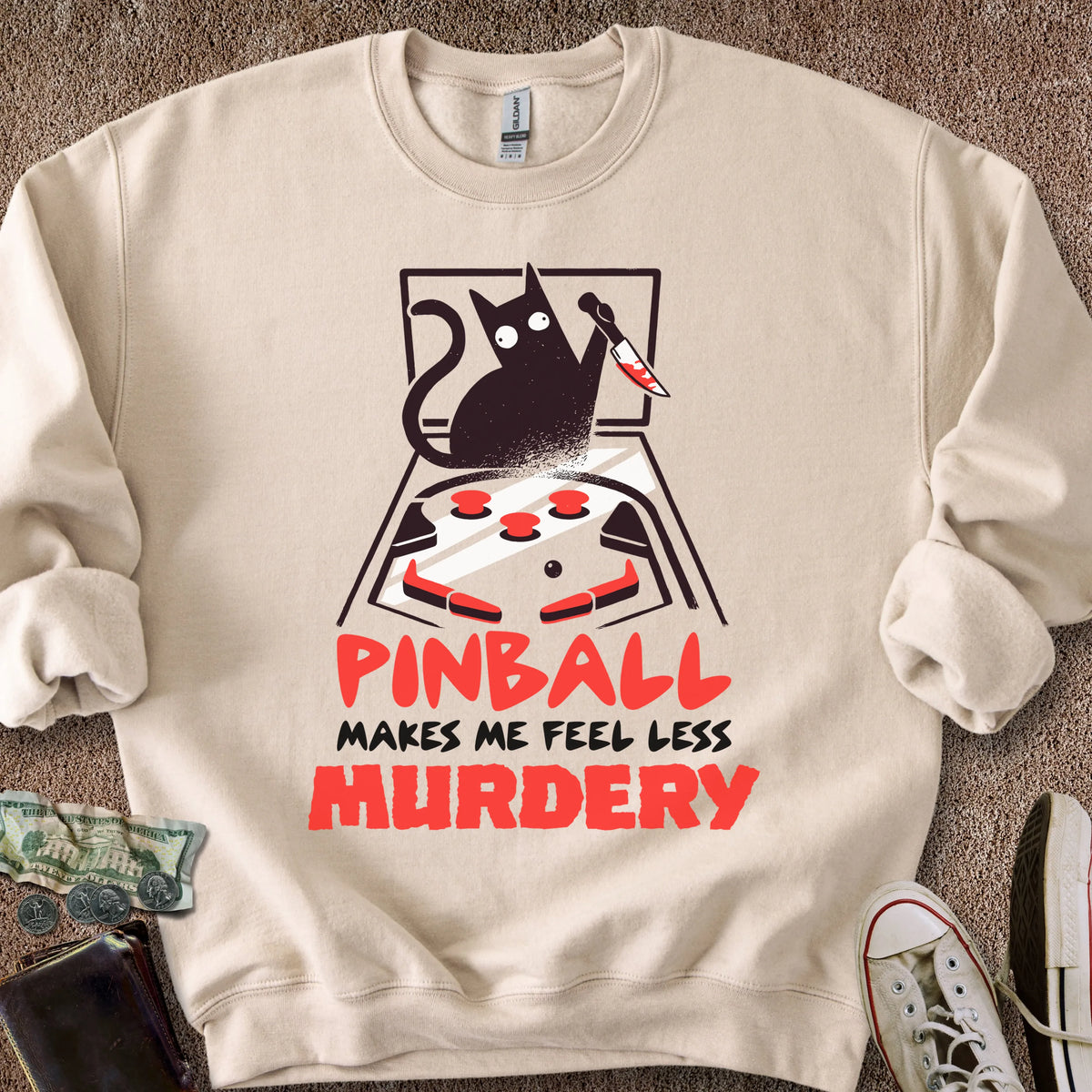 Printify Sweatshirt S / Sand Less Murdery Sweatshirt
