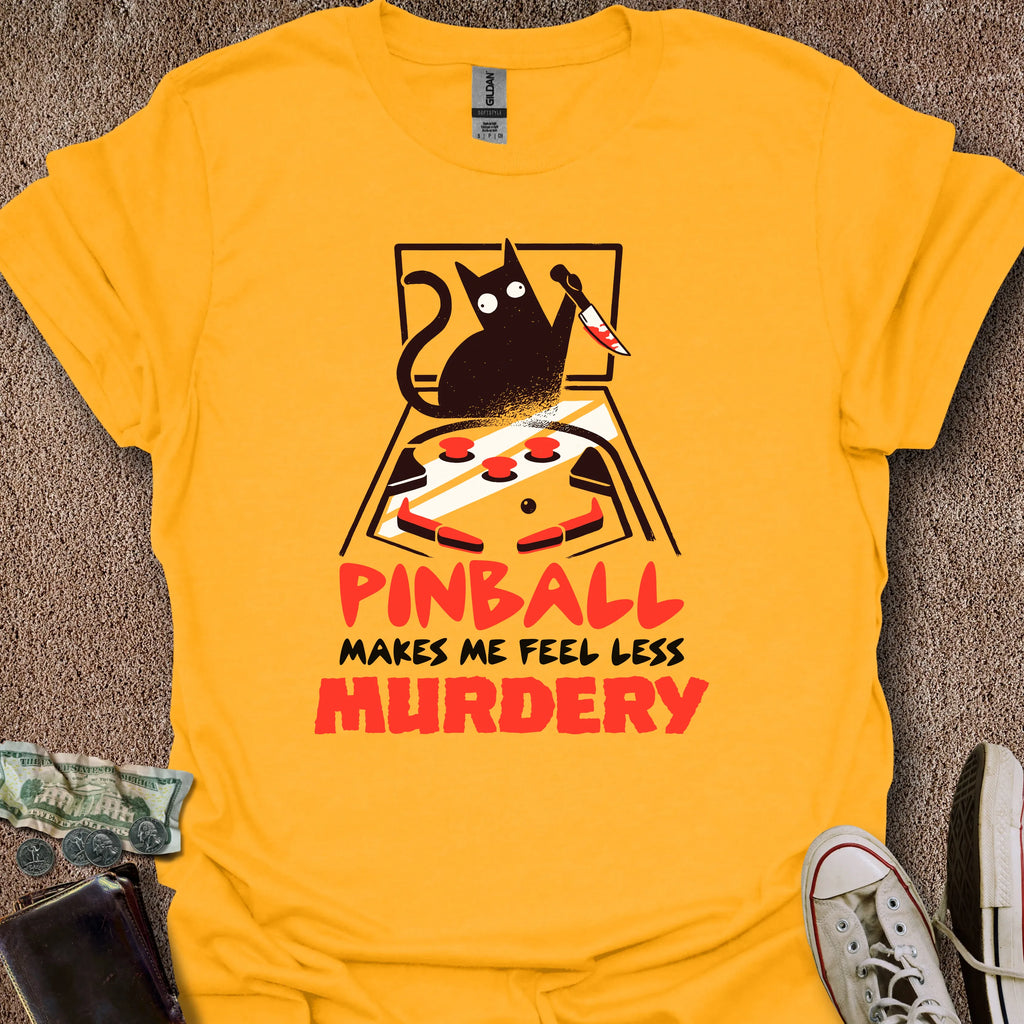 Printify T-Shirt Gold / S Less Murdery T-Shirt