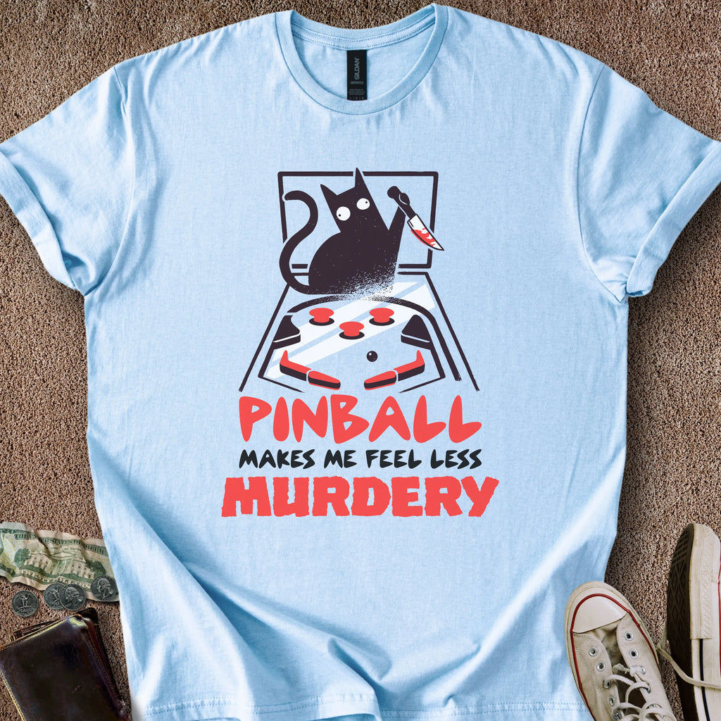 Printify T-Shirt Light Blue / S Less Murdery T-Shirt