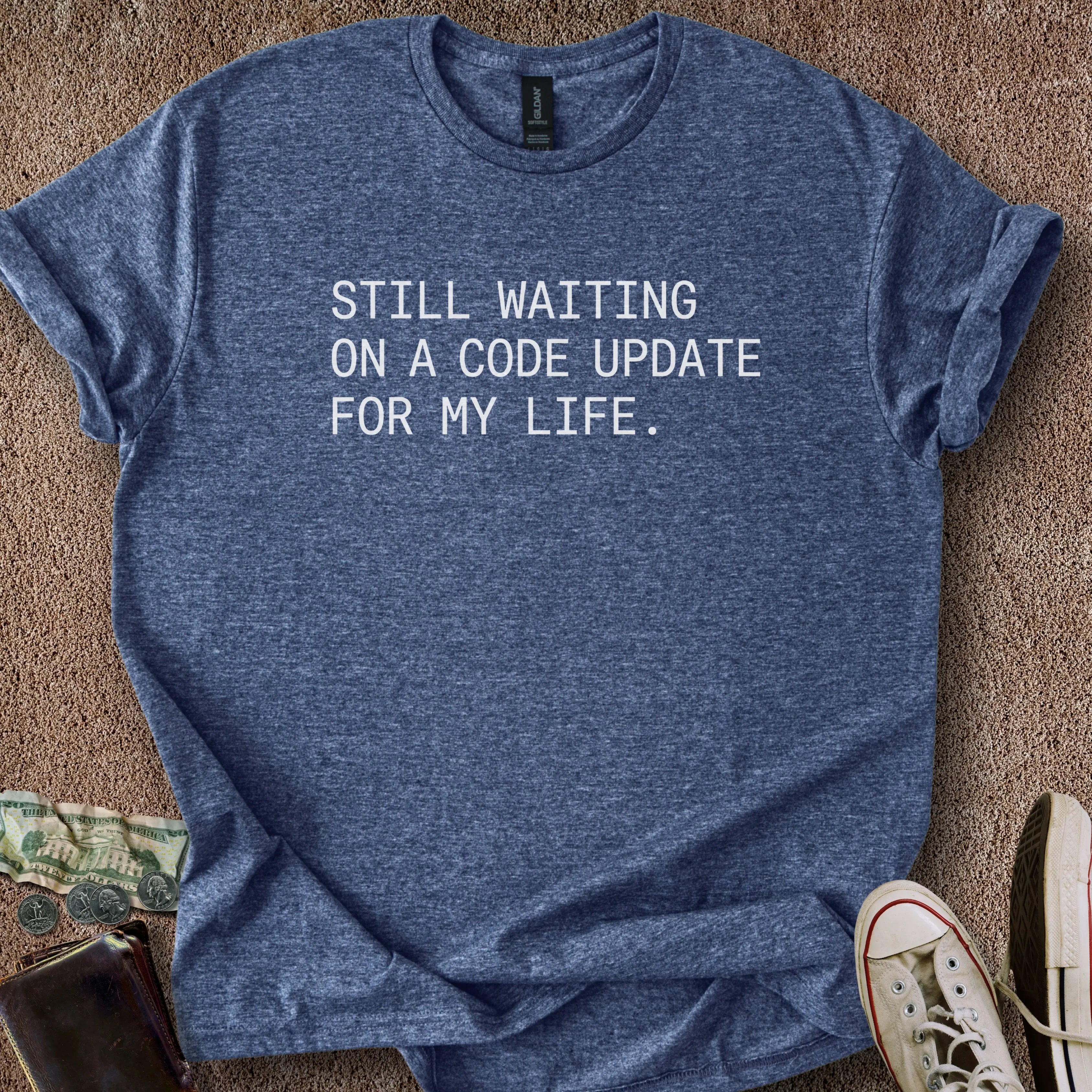 Printify T-Shirt Heather Navy / S Life Code Update T-Shirt