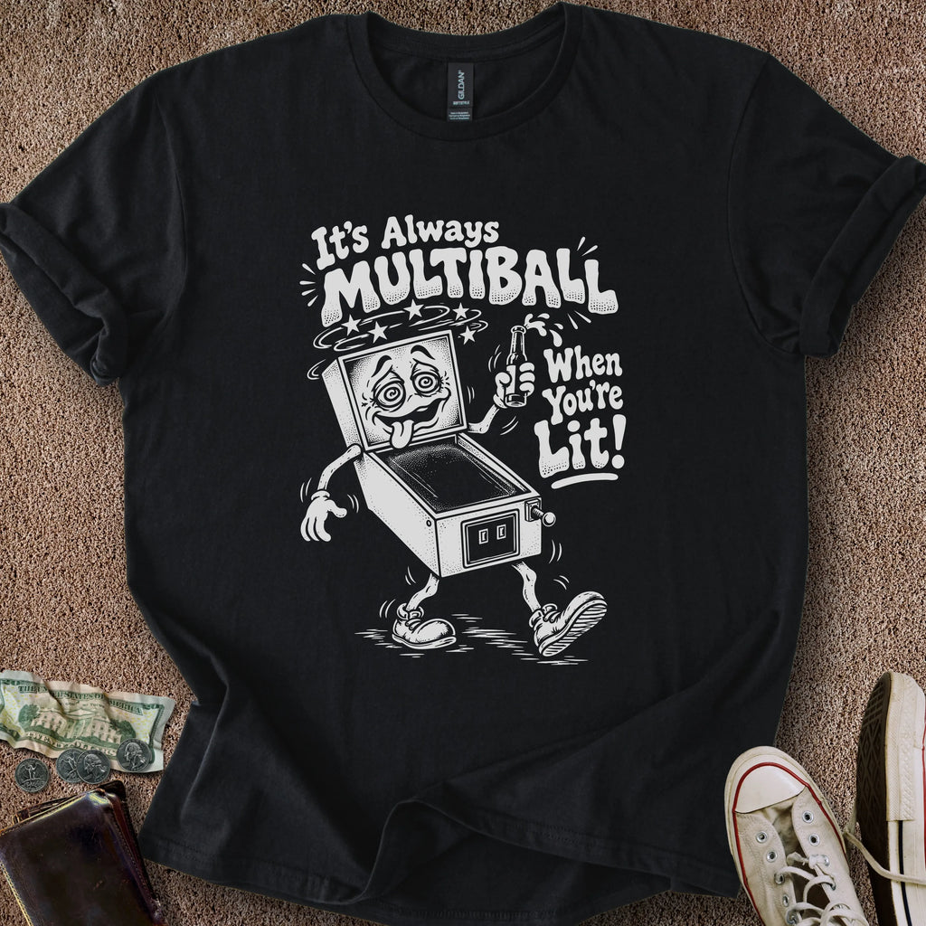 Printify T-Shirt Black / S Lit Multiball T-Shirt