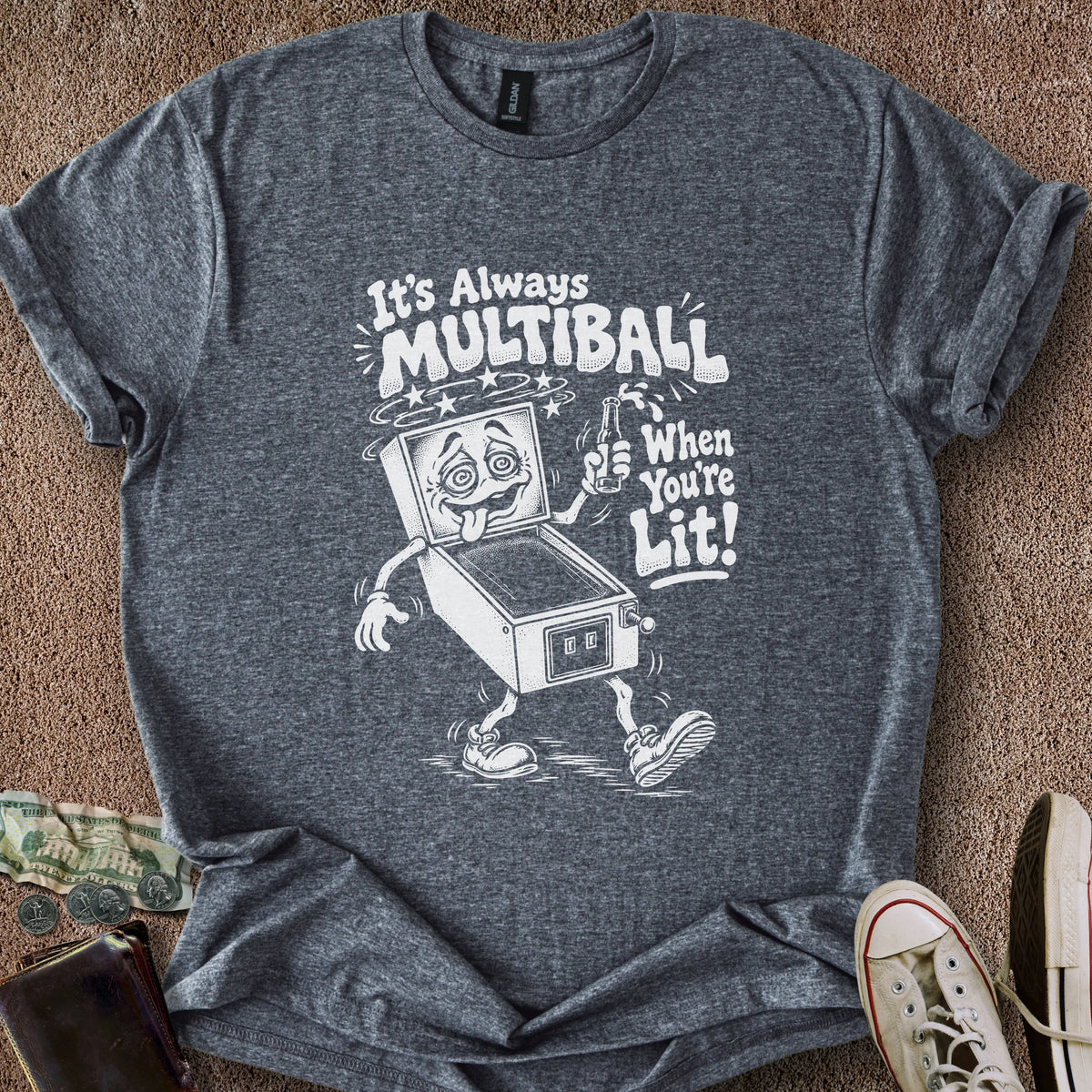 Printify T-Shirt Dark Heather / S Lit Multiball T-Shirt