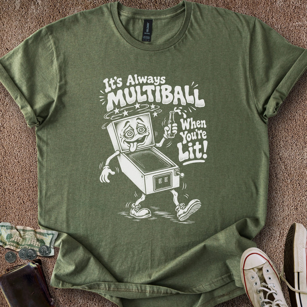 Printify T-Shirt Military Green / S Lit Multiball T-Shirt