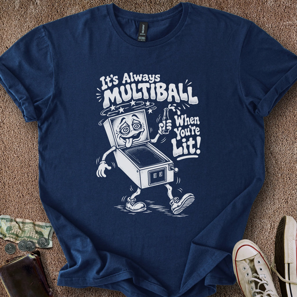 Printify T-Shirt Navy / S Lit Multiball T-Shirt