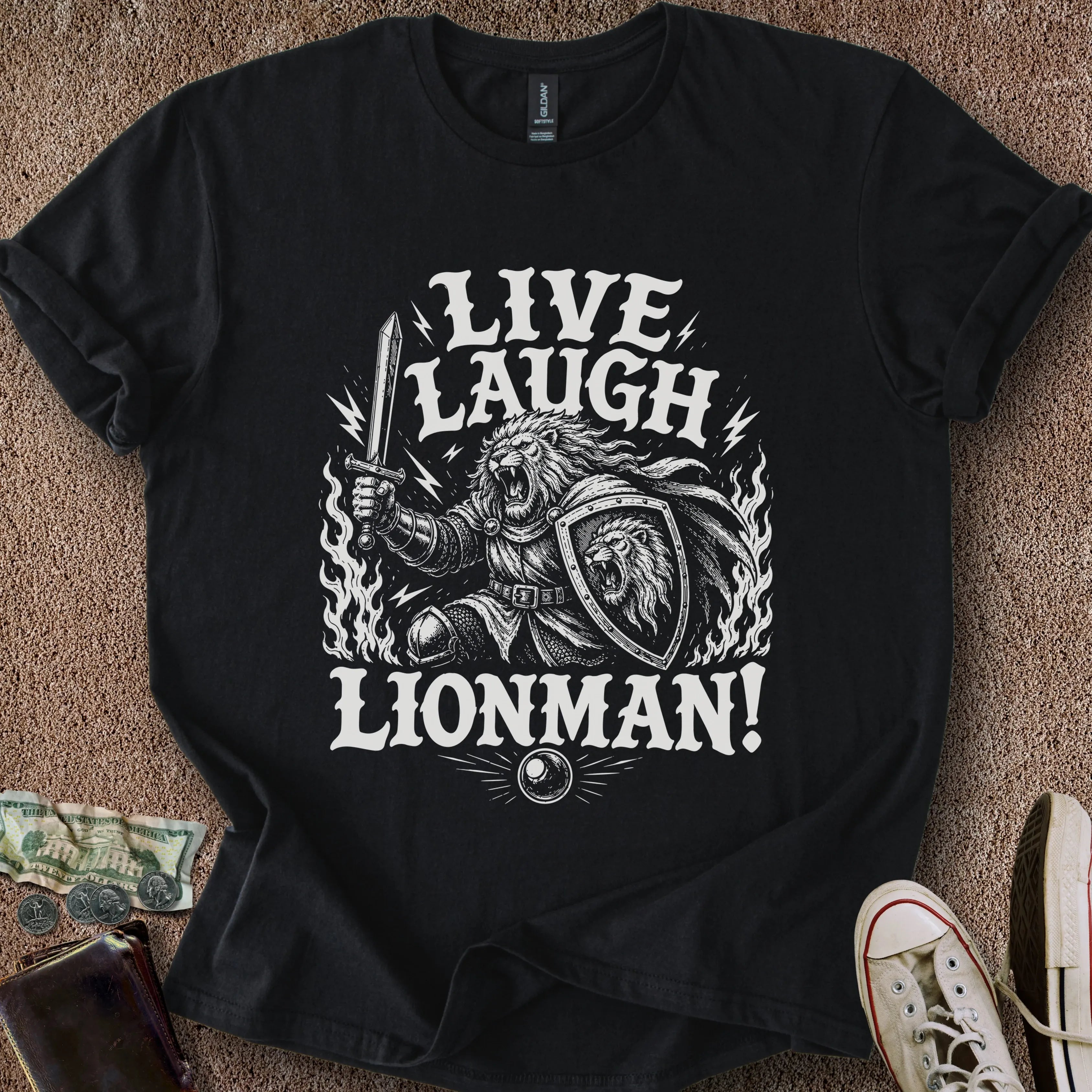 Printify T-Shirt Black / S Live Laugh Lionman T-Shirt