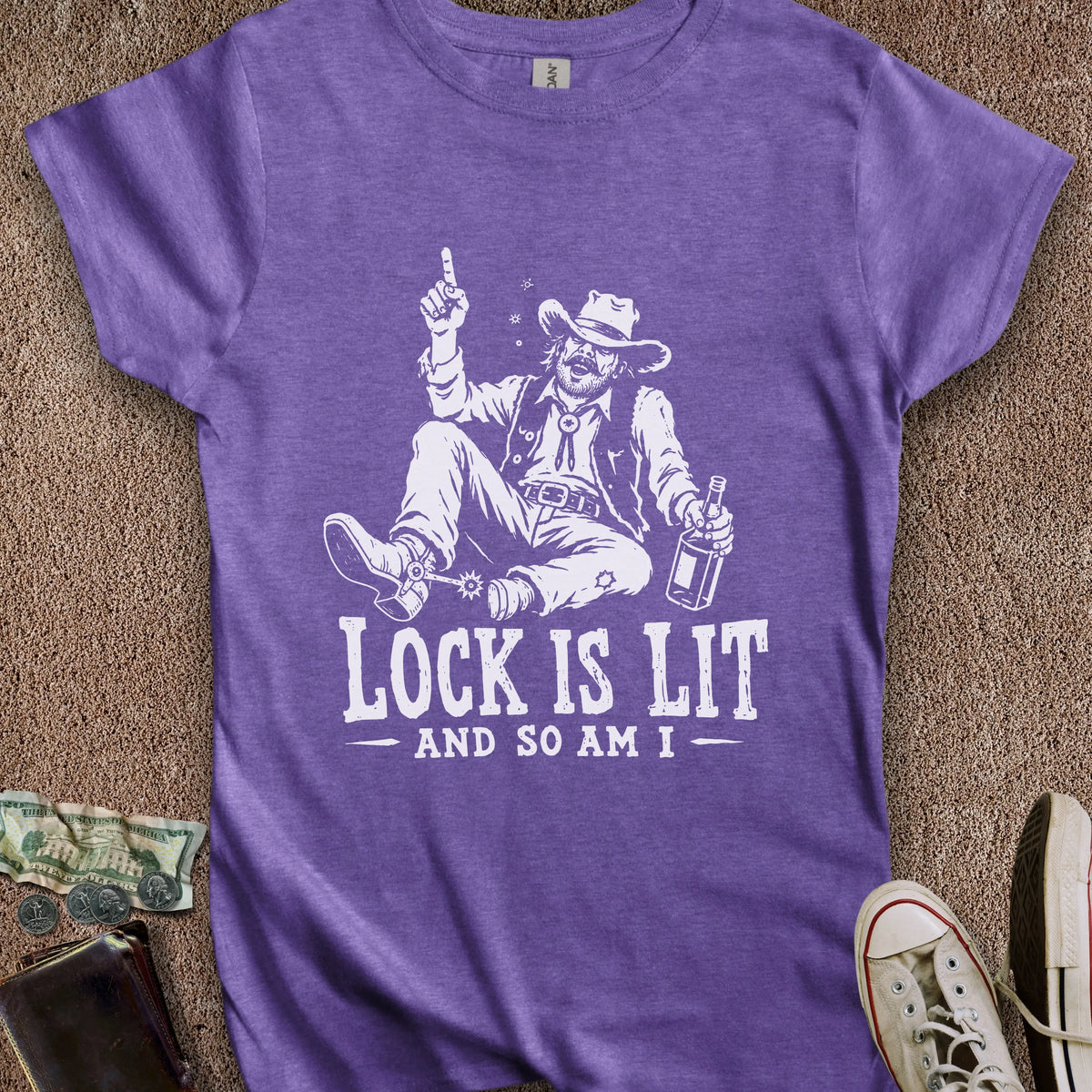 Printify T-Shirt S / Heather Purple Lock is Lit & So Am I Women's T-Shirt