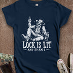 Printify T-Shirt S / Navy Lock is Lit & So Am I Women's T-Shirt