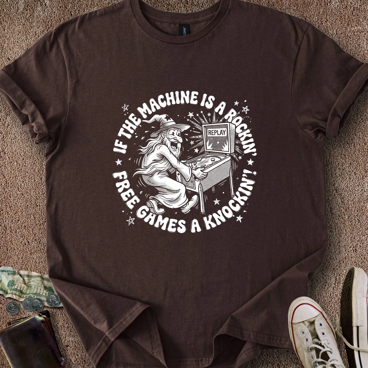 Printify T-Shirt Dark Chocolate / S Machine a Rockin' T-Shirt