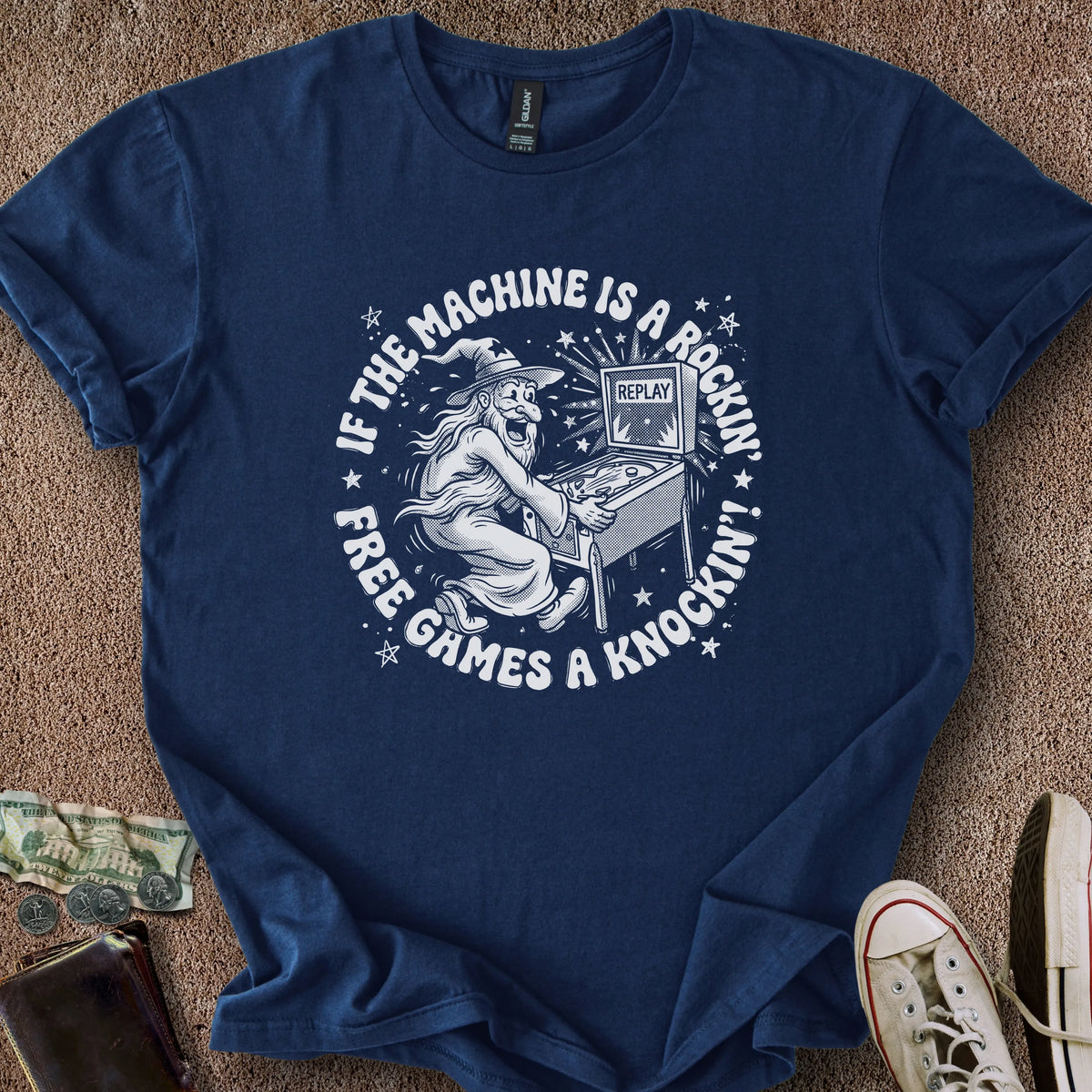 Printify T-Shirt Navy / S Machine a Rockin' T-Shirt