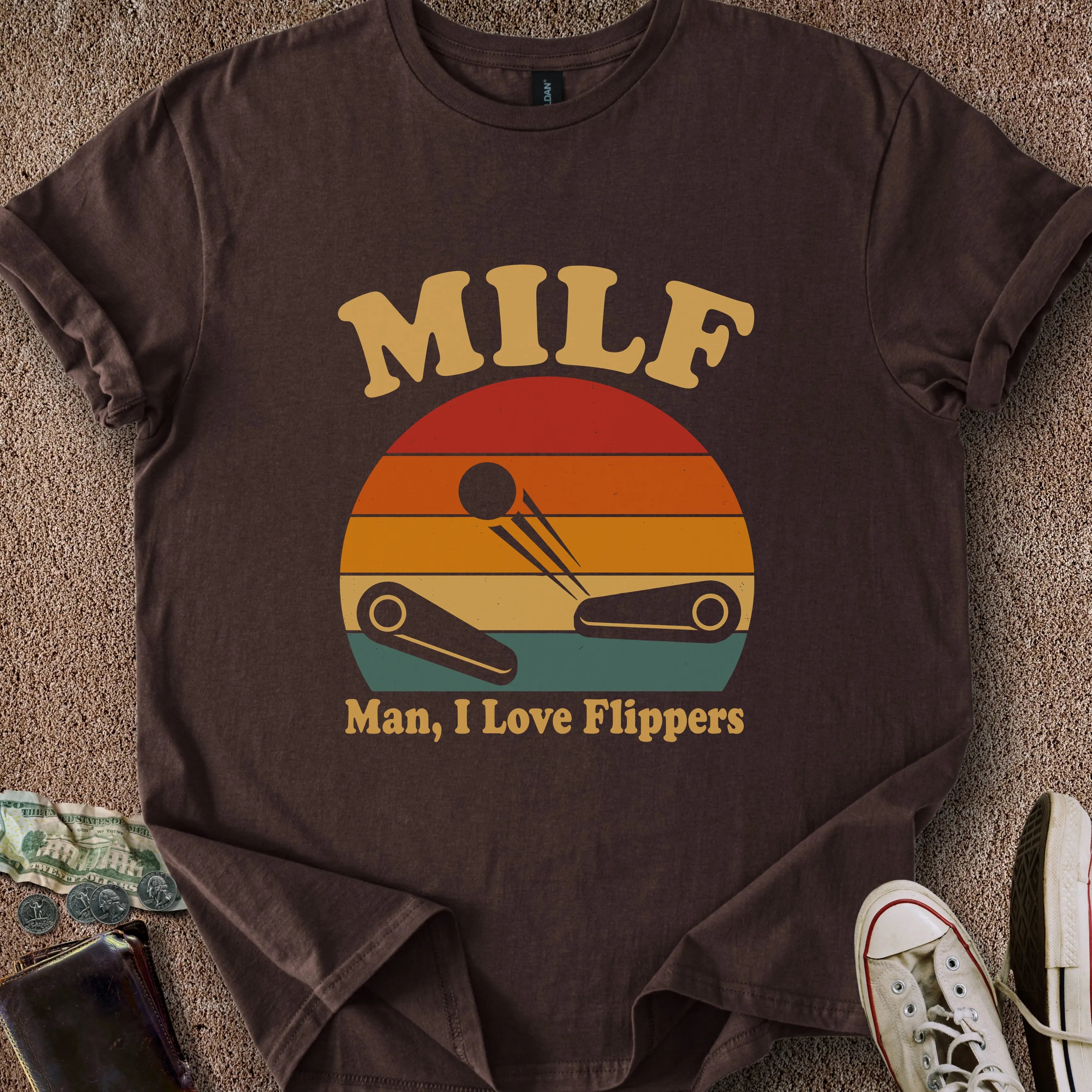 Printify T-Shirt Dark Chocolate / S Man I Love Flippers T-Shirt