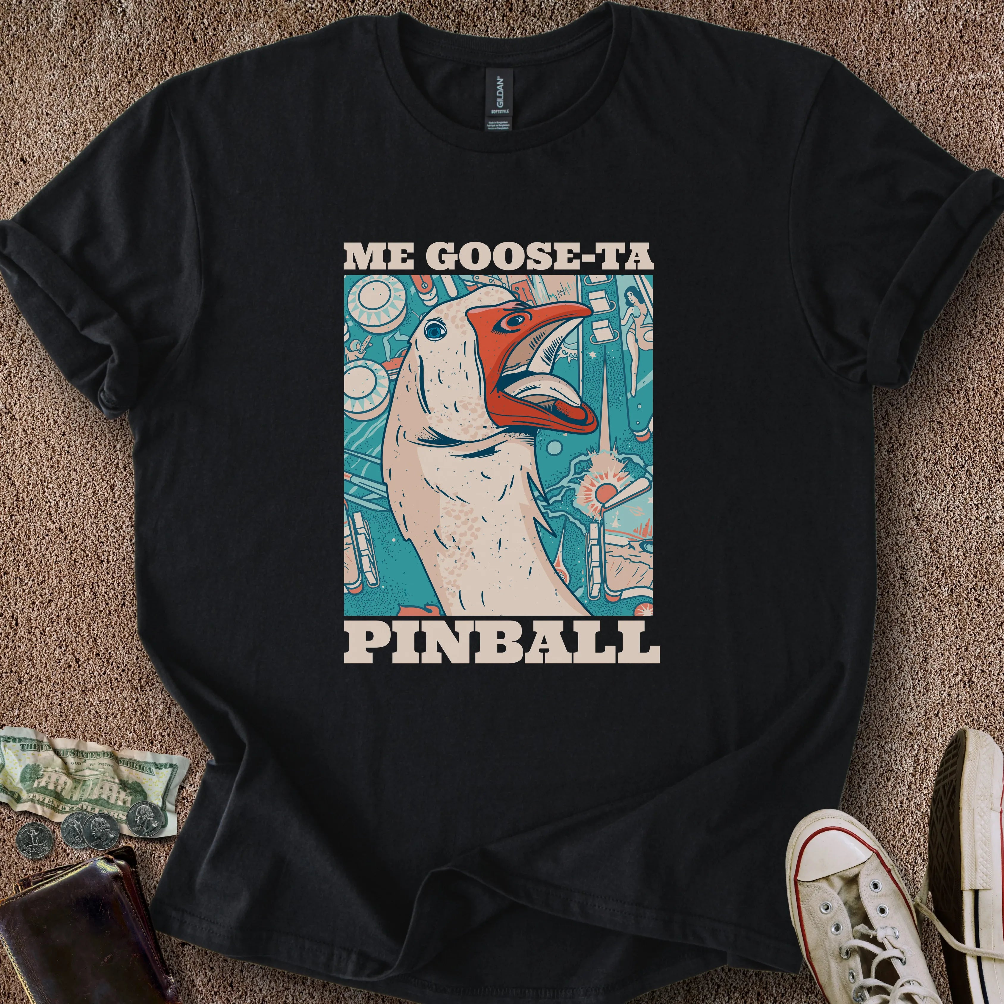 Printify T-Shirt Black / S Me Goose-Ta Pinball T-Shirt
