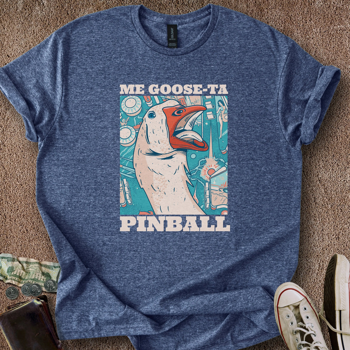 Printify T-Shirt Heather Navy / S Me Goose-Ta Pinball T-Shirt
