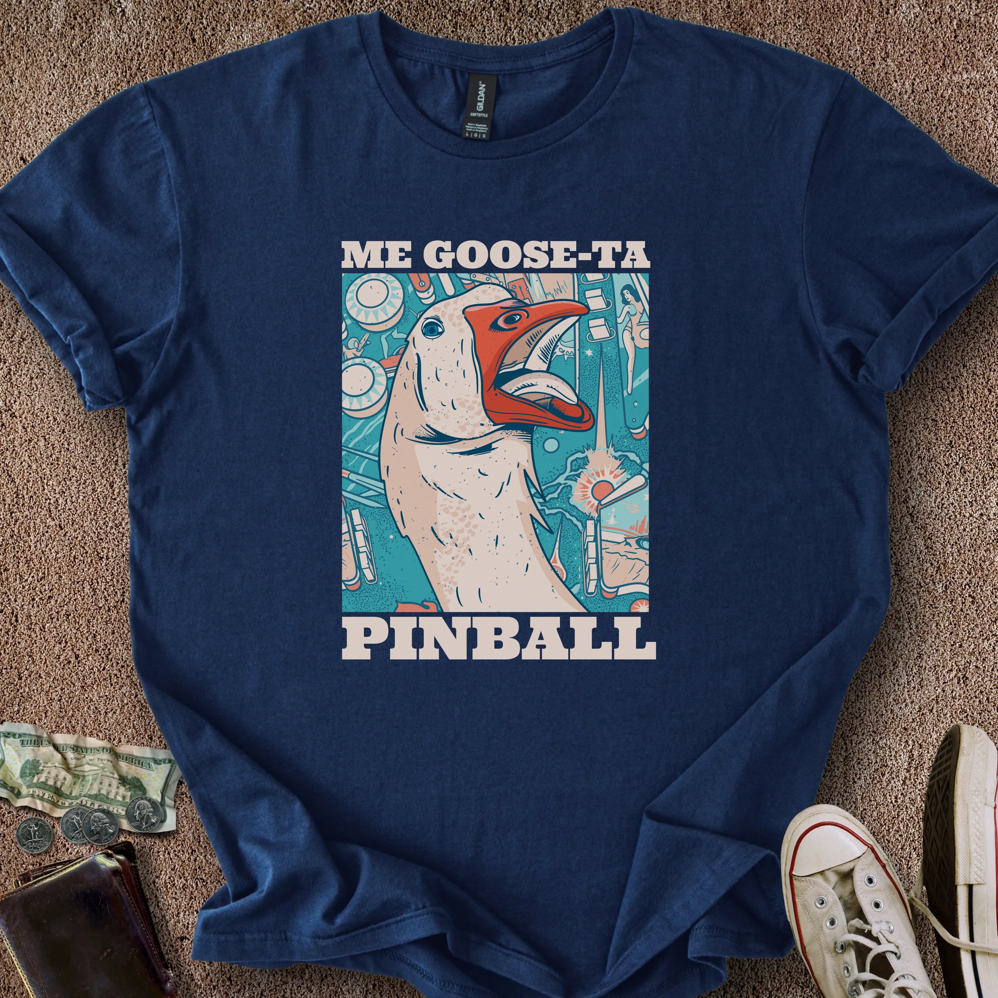 Printify T-Shirt Navy / S Me Goose-Ta Pinball T-Shirt