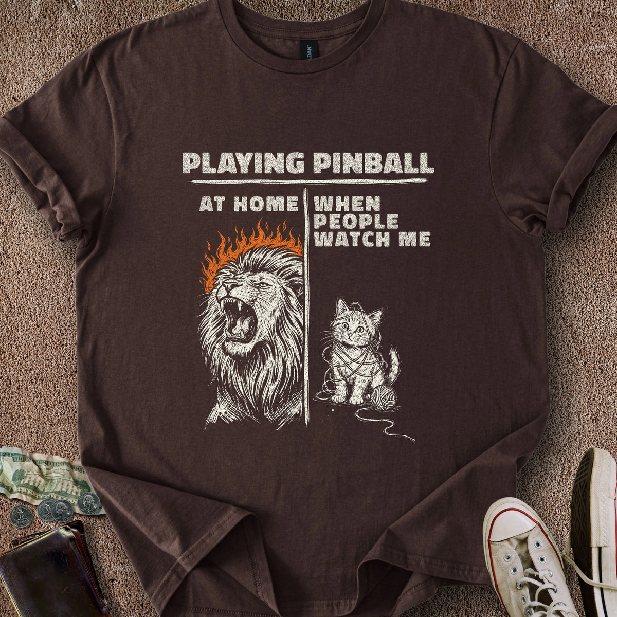 Printify T-Shirt Dark Chocolate / S Me Playing Pinball T-Shirt