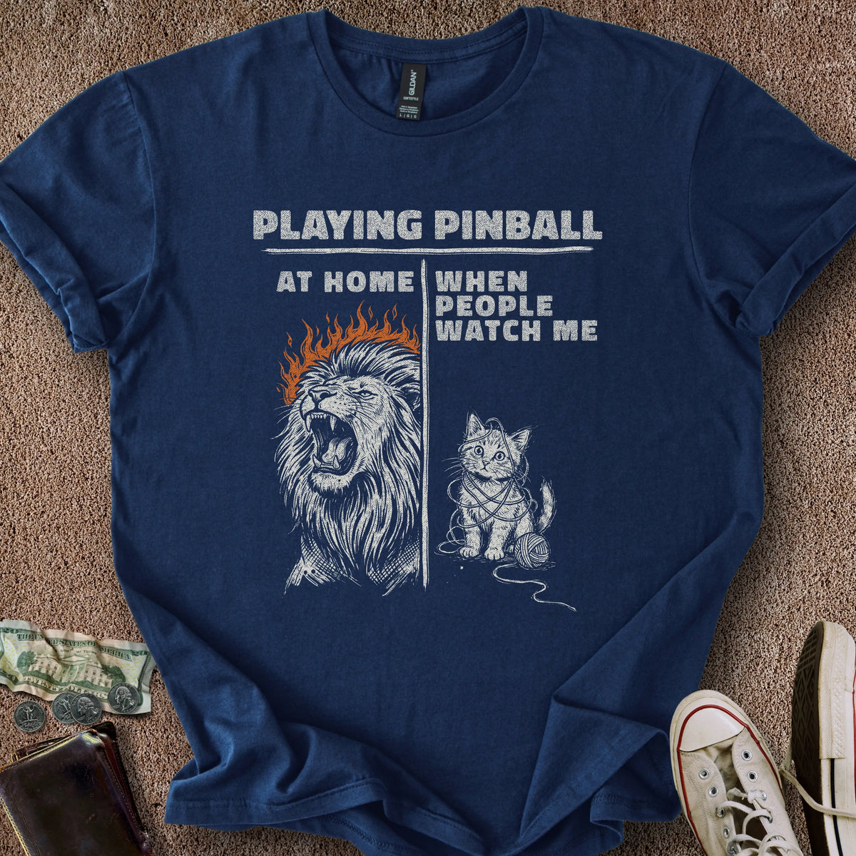 Printify T-Shirt Navy / S Me Playing Pinball T-Shirt