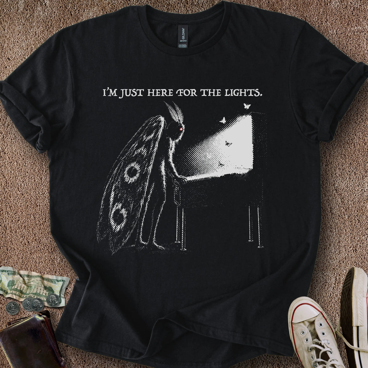 Printify T-Shirt Black / S Mothman Lights T-Shirt