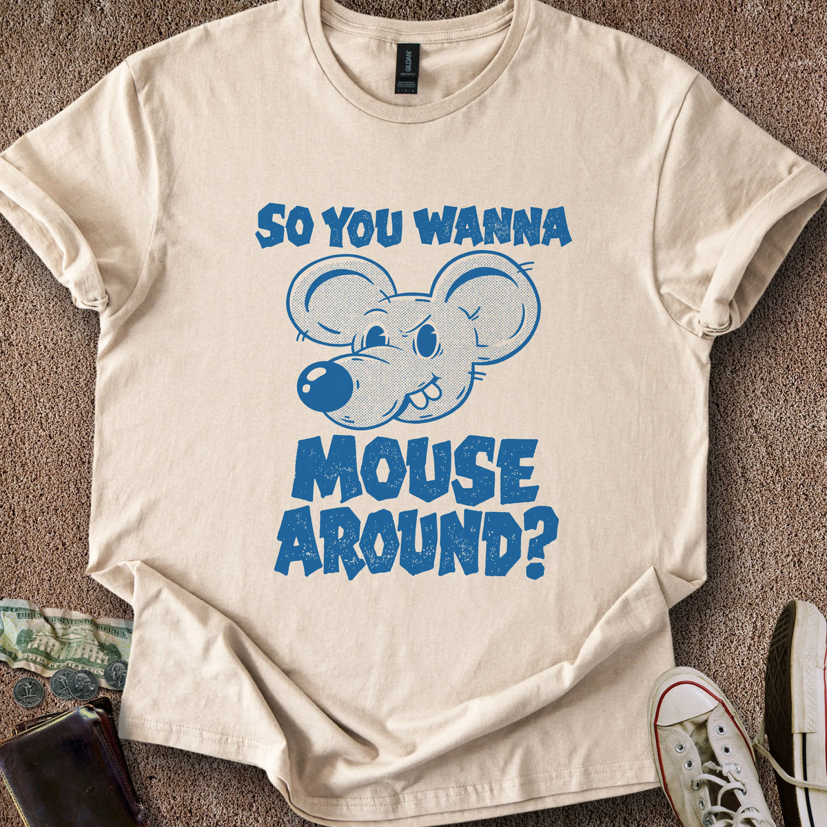 Printify T-Shirt Sand / S Mouse Around T-Shirt