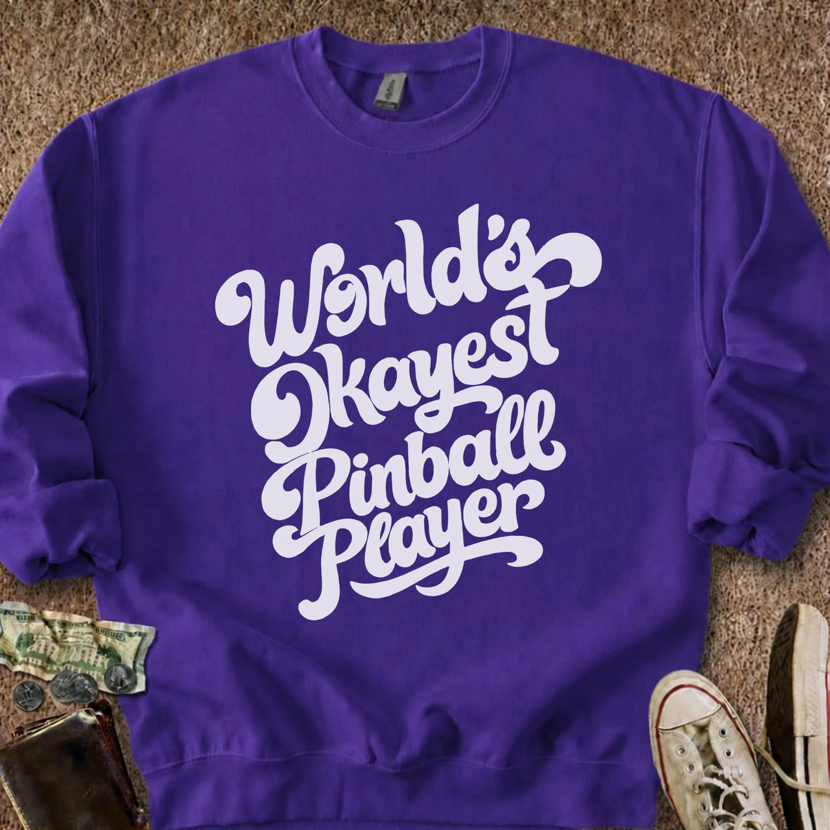 Printify Sweatshirt S / Purple Okayest Pinball Player Sweatshirt