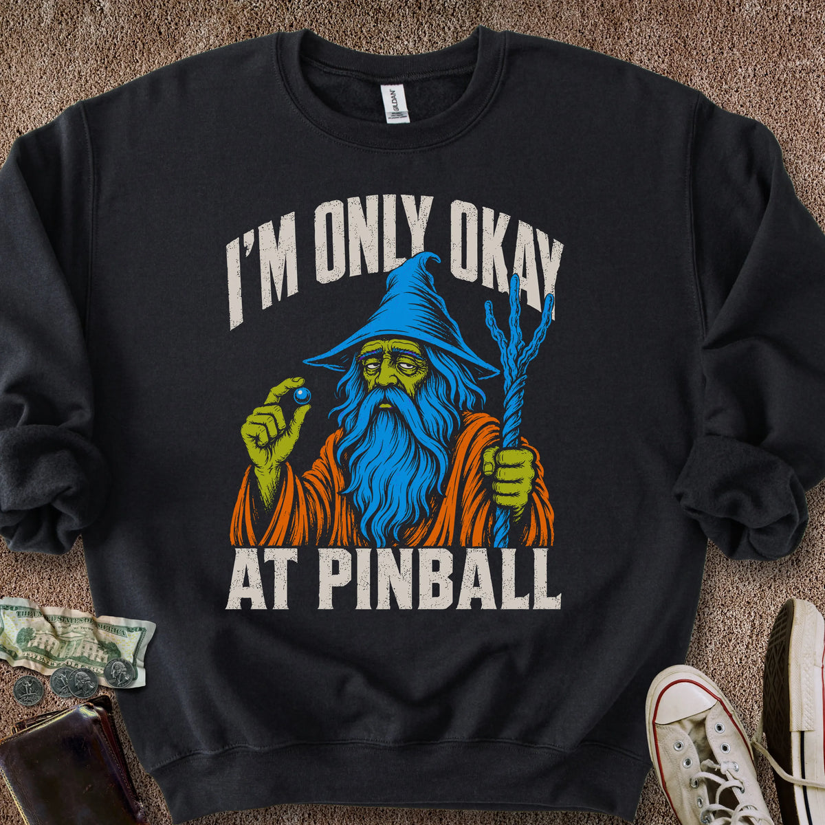 Printify Sweatshirt S / Black Only Okay Pinball Wizard Sweatshirt