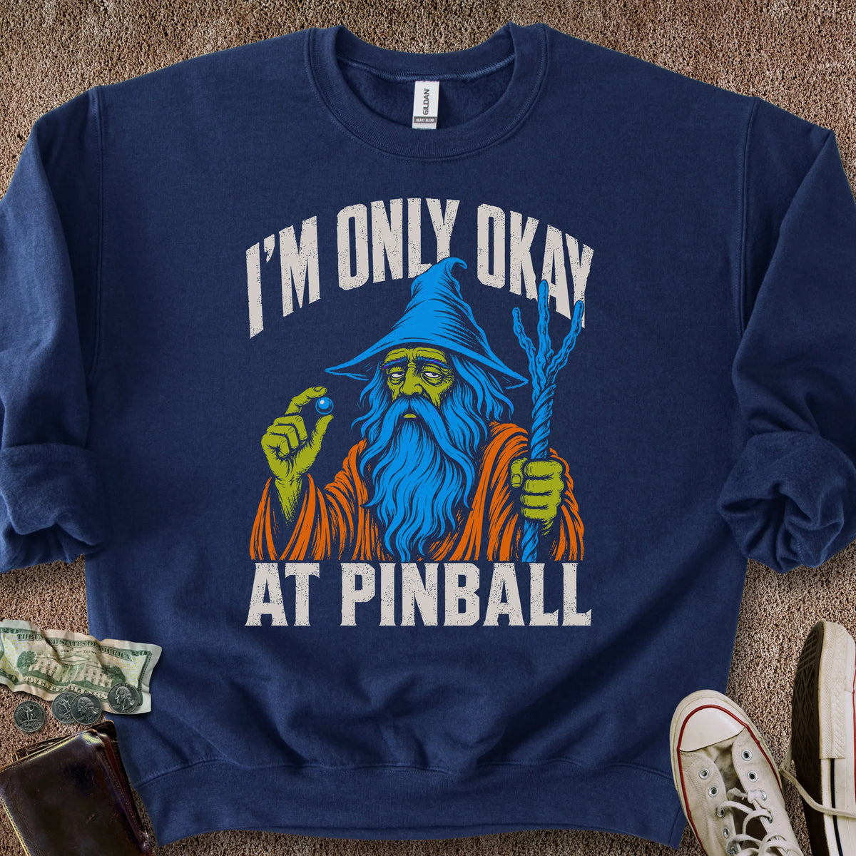 Printify Sweatshirt S / Navy Only Okay Pinball Wizard Sweatshirt