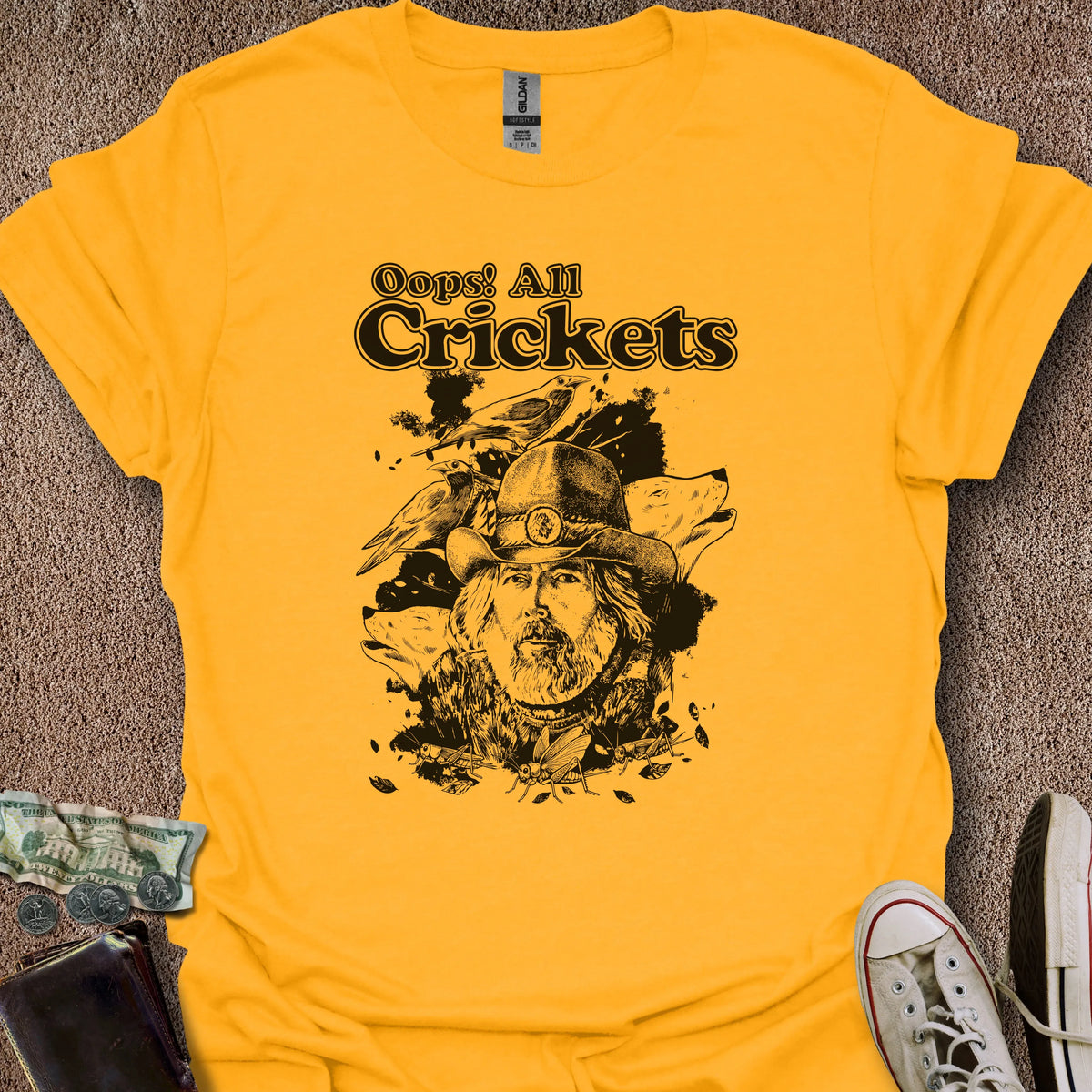 Printify T-Shirt Gold / S Oops! All Crickets T-Shirt
