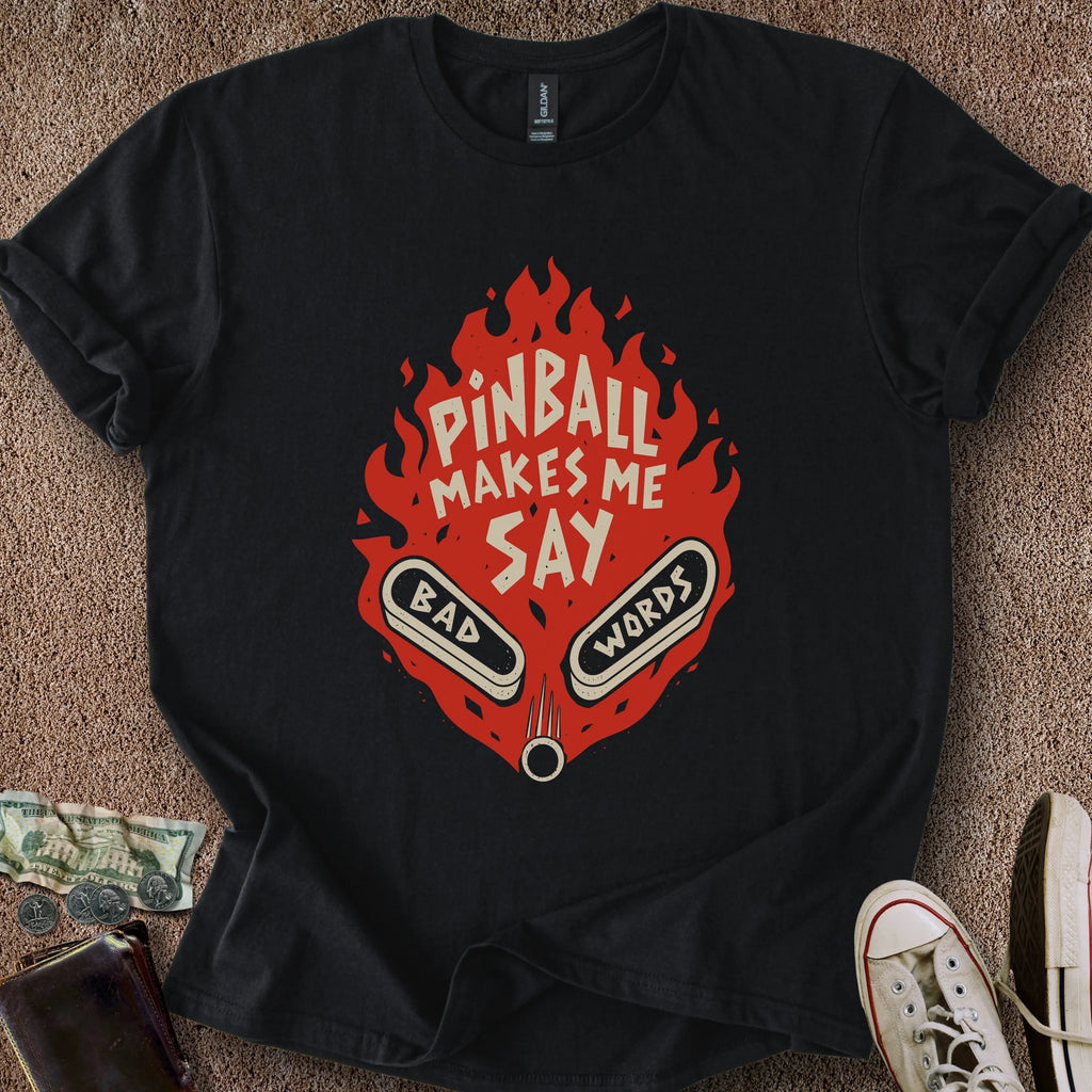 Printify T-Shirt Black / S Pinball Bad Words T-Shirt