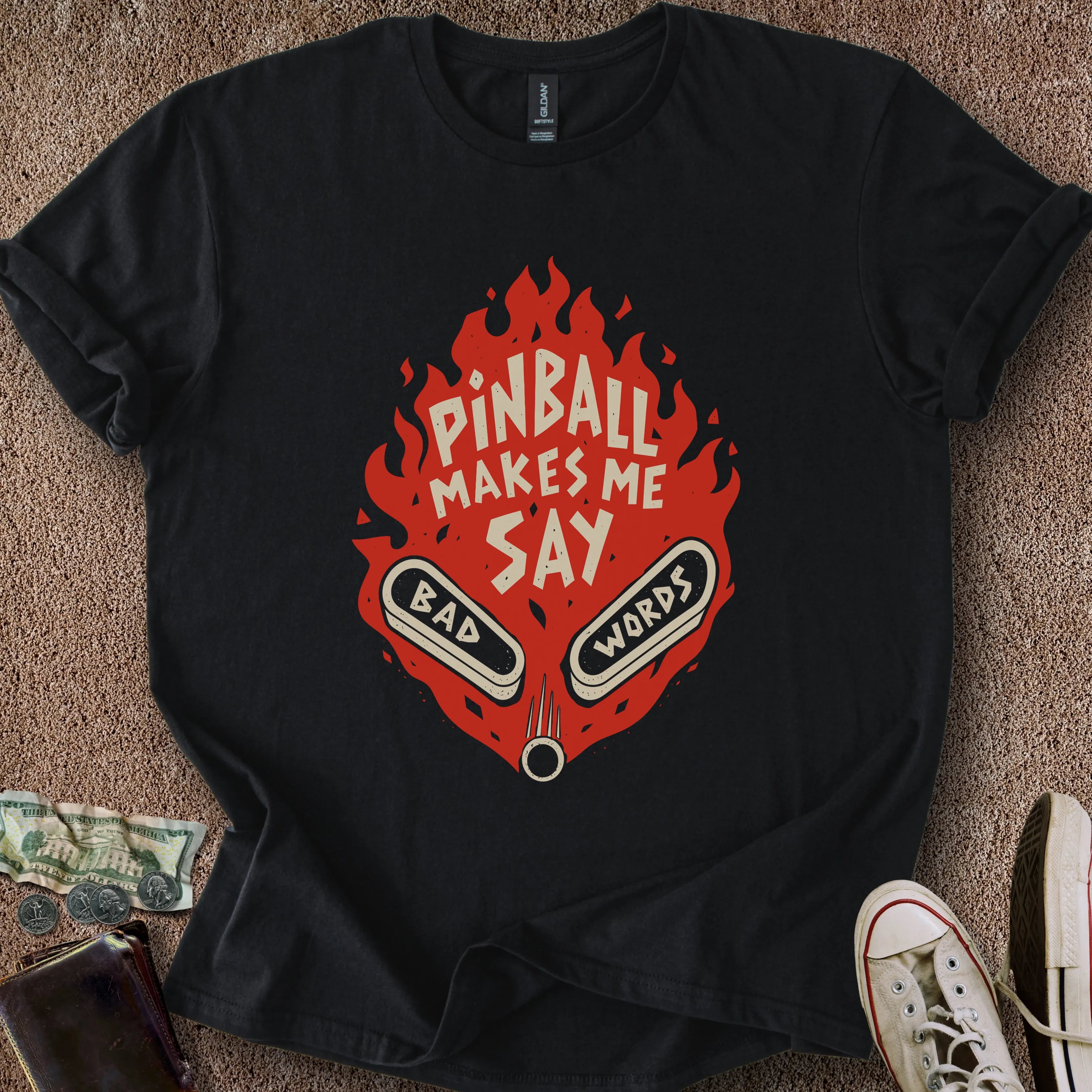 Printify T-Shirt Black / S Pinball Bad Words T-Shirt