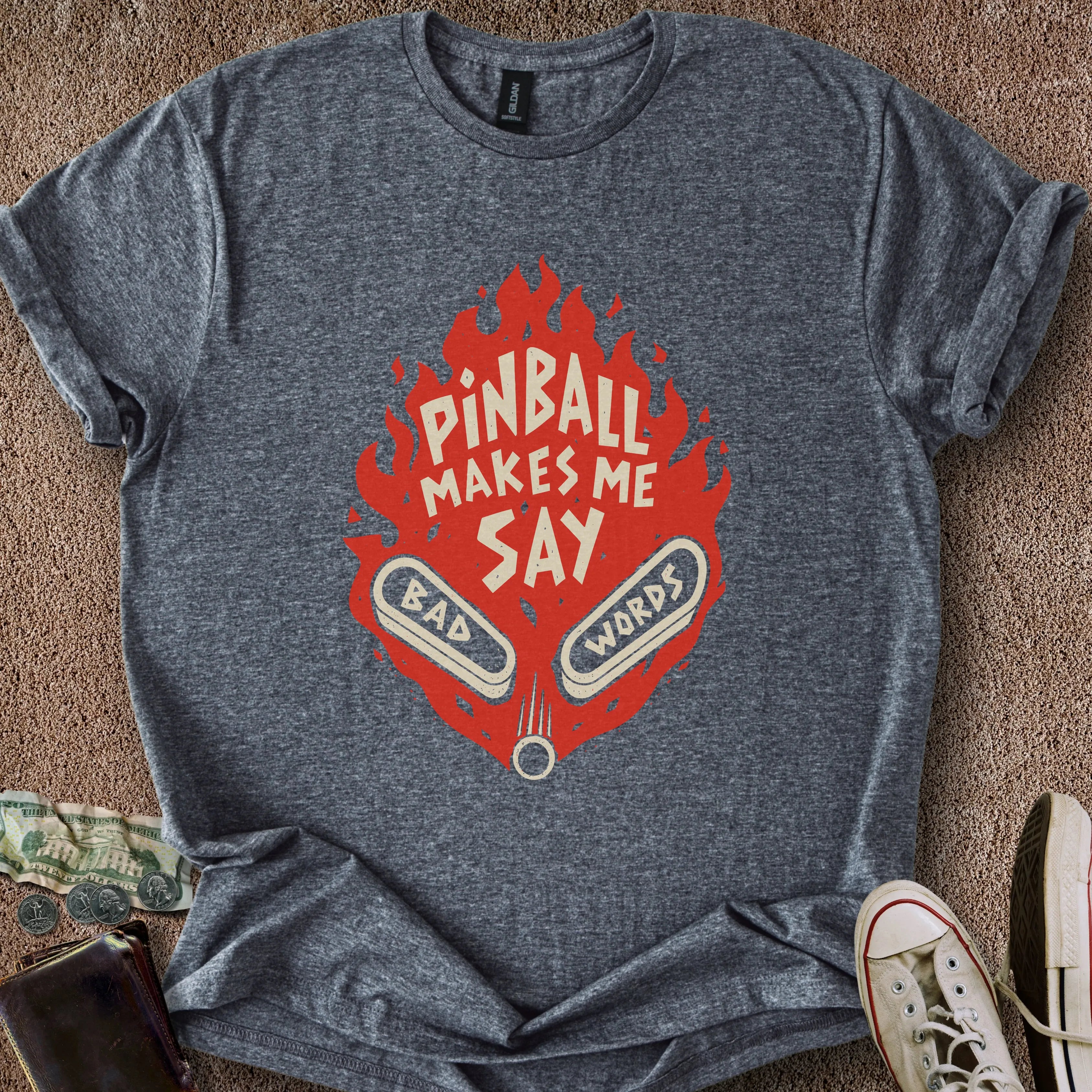 Printify T-Shirt Dark Heather / S Pinball Bad Words T-Shirt