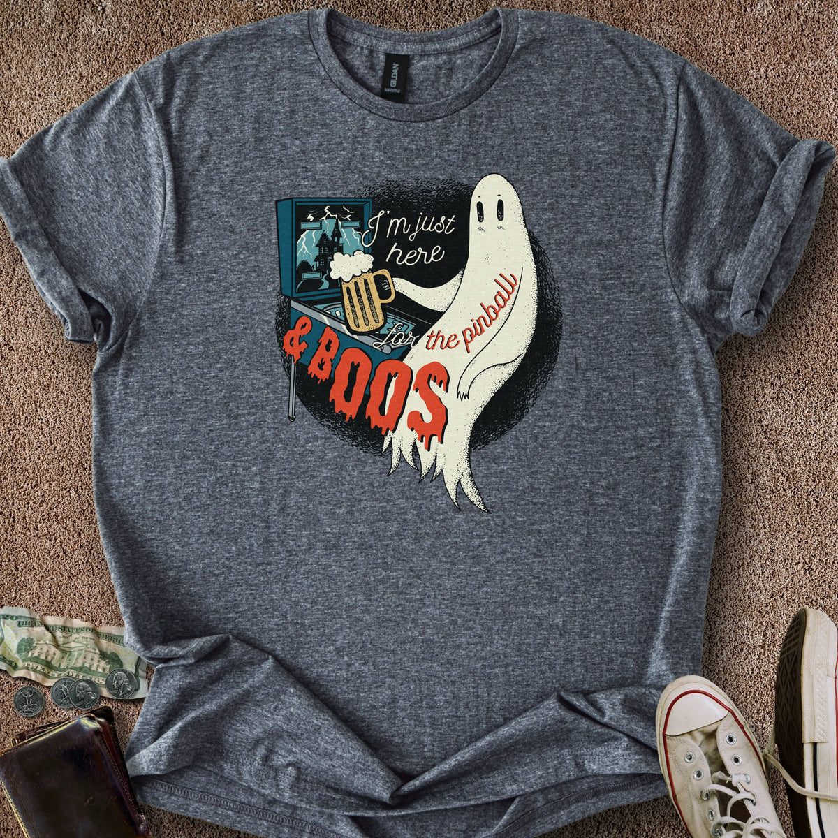 Printify T-Shirt Dark Heather / S Pinball & Boos T-Shirt