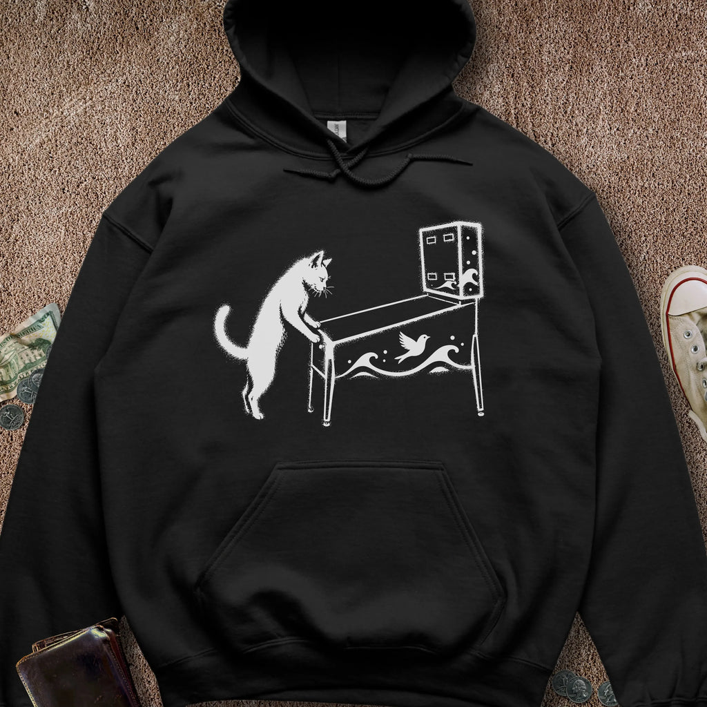 Printify Hoodie Black / S Pinball Cat Hoodie