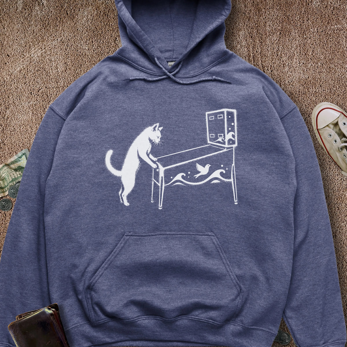 Printify Hoodie Heather Navy / S Pinball Cat Hoodie