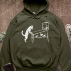 Printify Hoodie Military Green / S Pinball Cat Hoodie