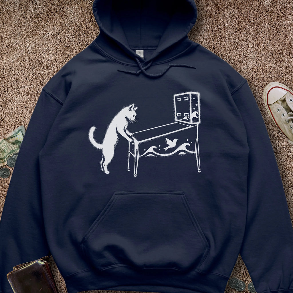 Printify Hoodie Navy / S Pinball Cat Hoodie
