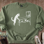 Printify Sweatshirt S / Military Green Pinball Cat Sweatshirt