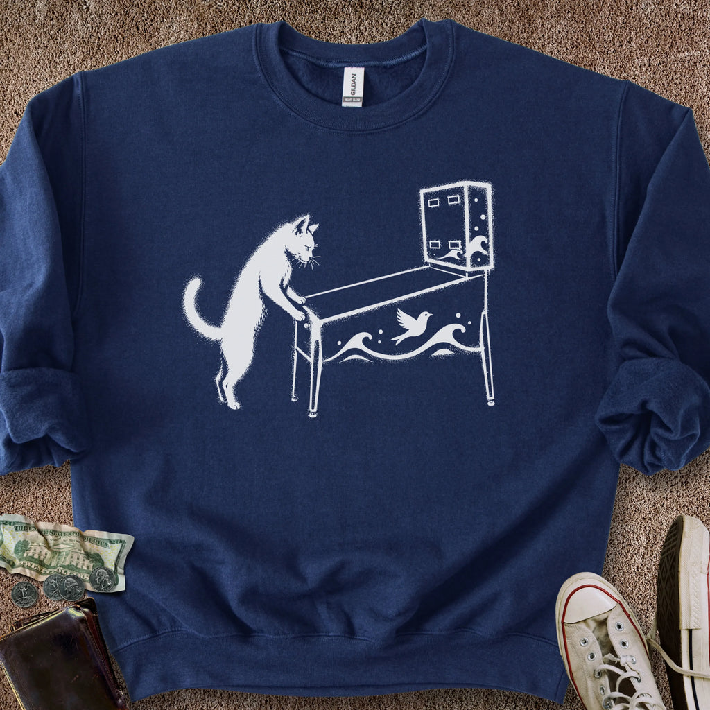 Printify Sweatshirt S / Navy Pinball Cat Sweatshirt