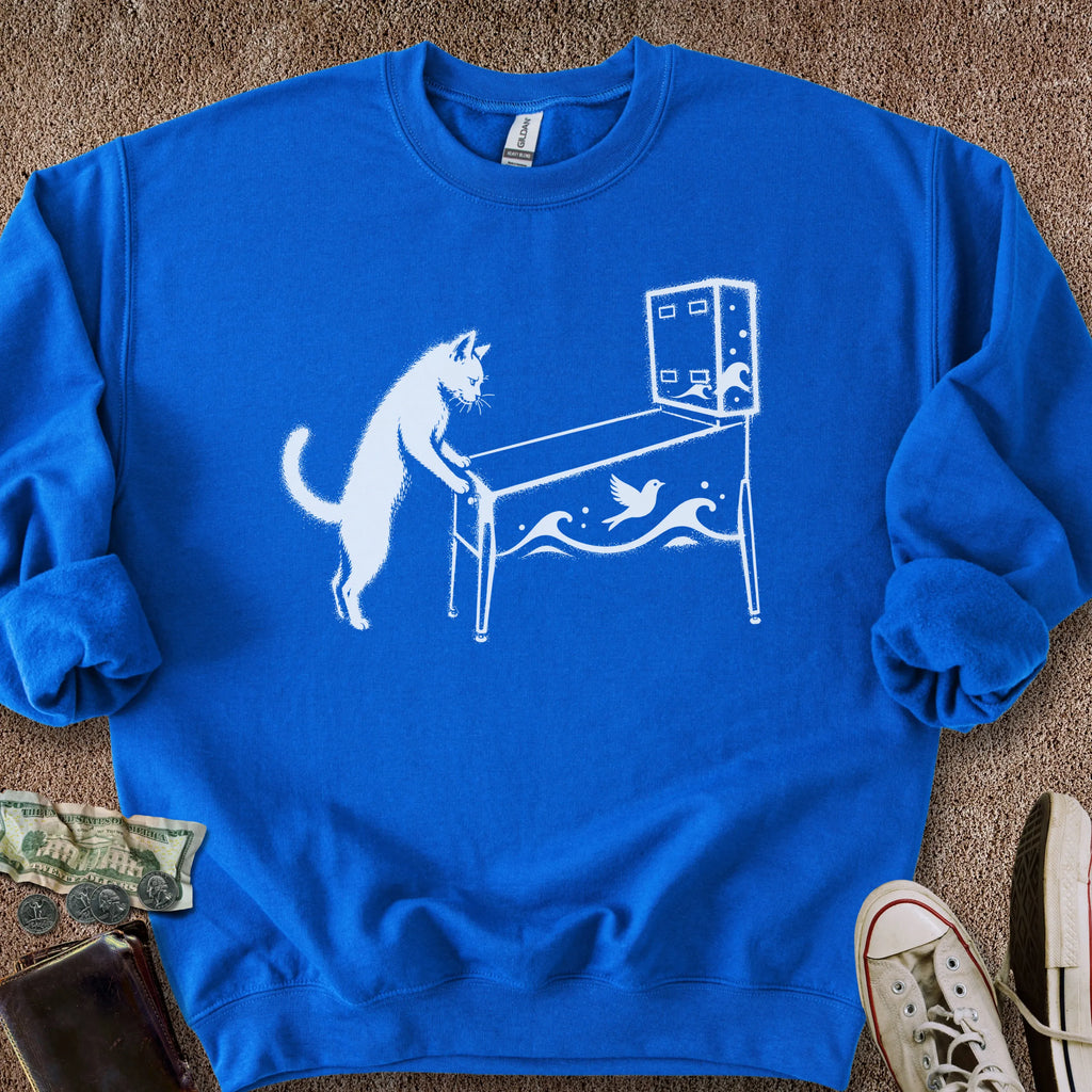 Printify Sweatshirt S / Royal Pinball Cat Sweatshirt