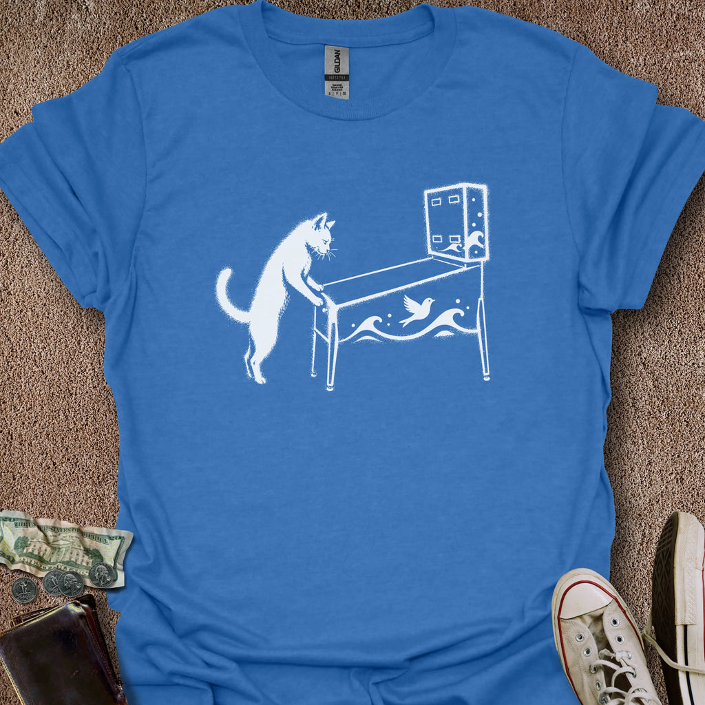 Printify T-Shirt Heather Royal / S Pinball Cat T-Shirt