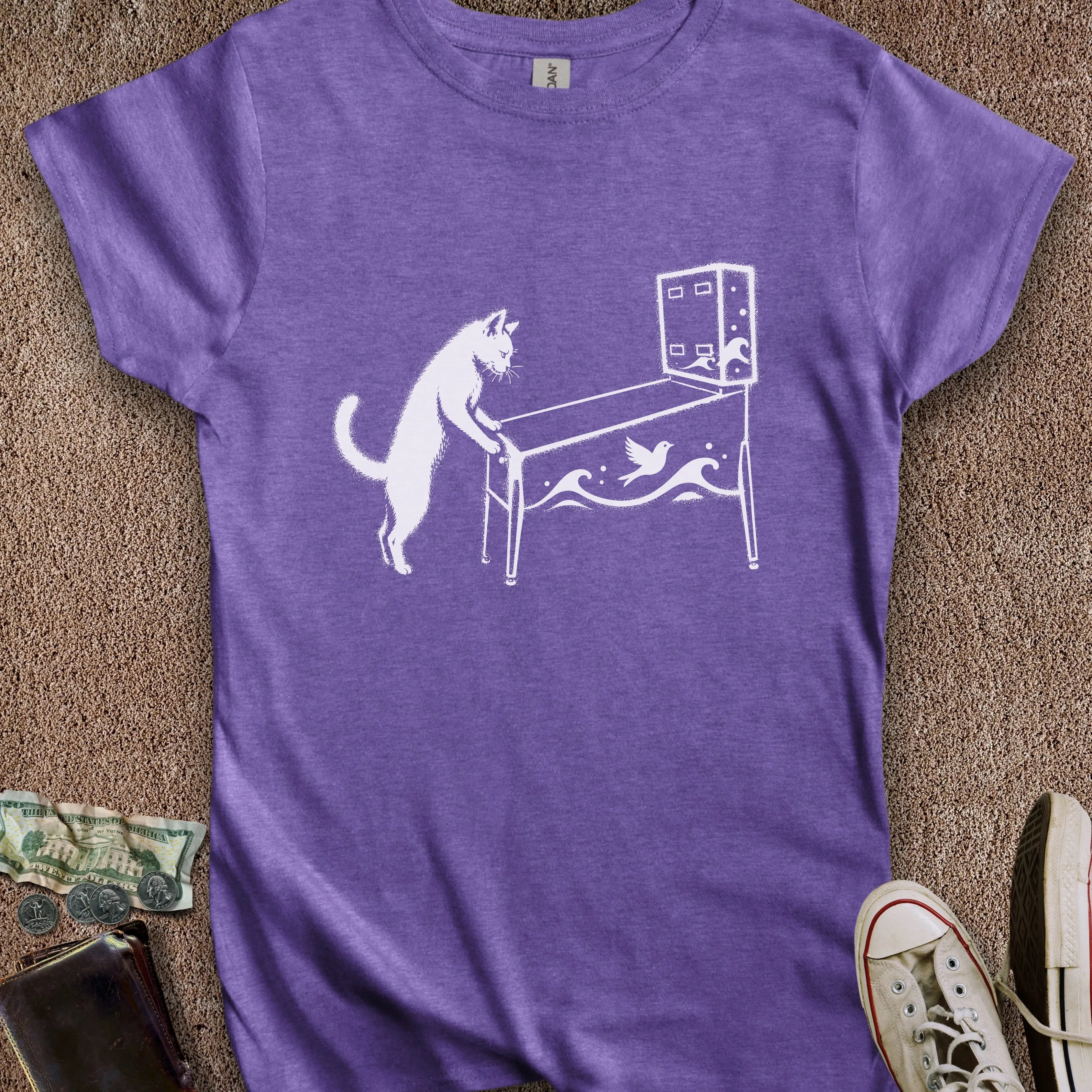 Printify T-Shirt S / Heather Purple Pinball Cat Women's T-Shirt
