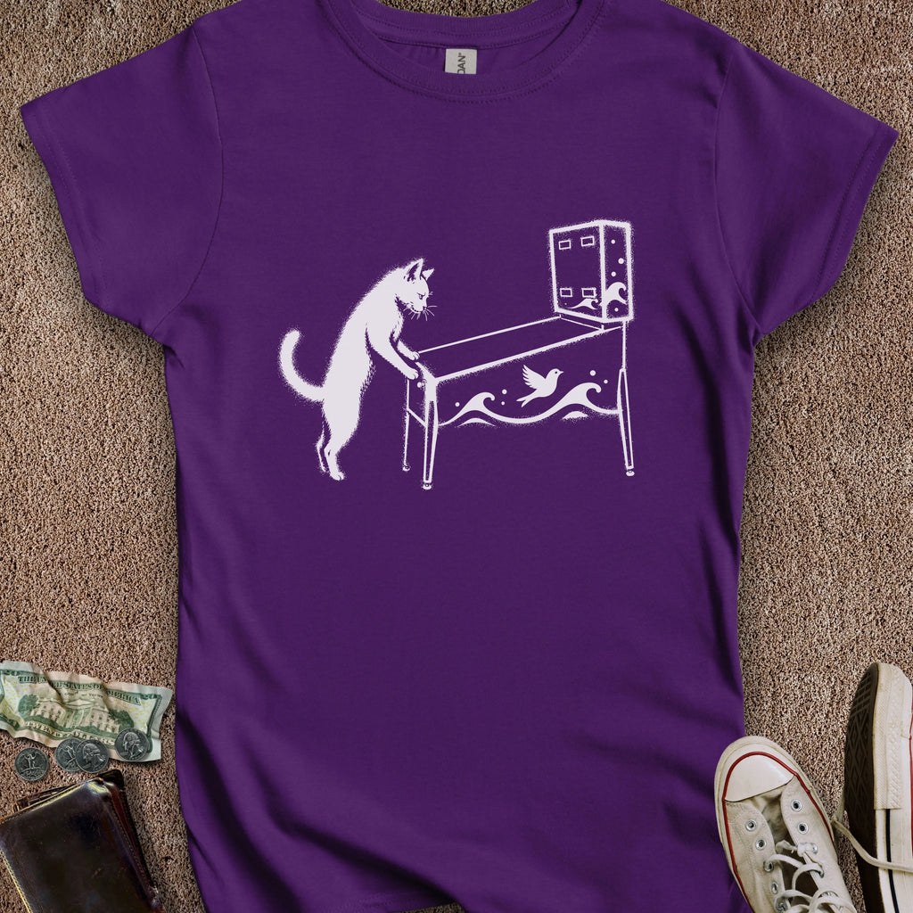Printify T-Shirt S / Purple Pinball Cat Women's T-Shirt