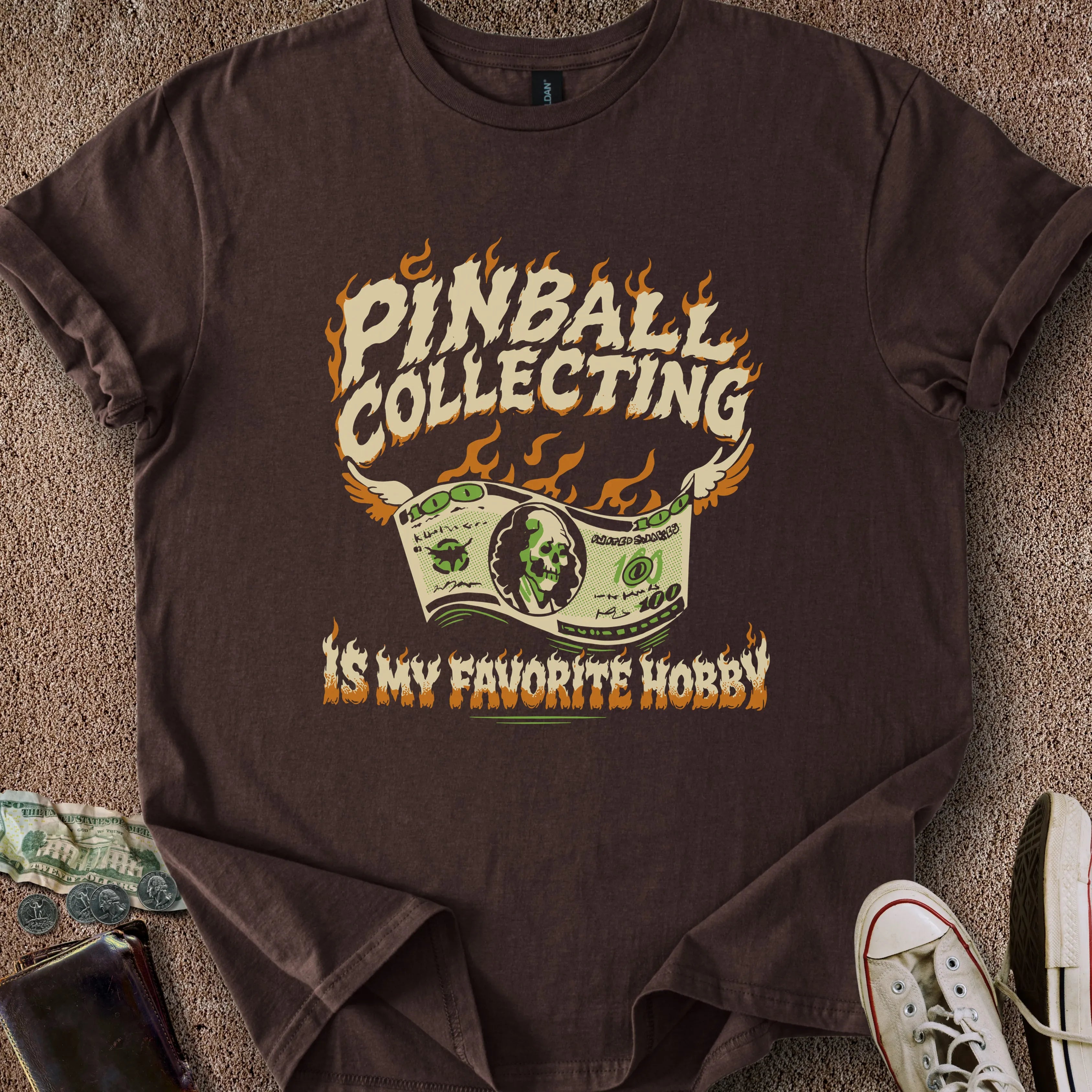 Printify T-Shirt Dark Chocolate / S Pinball Collecting Hobby T-Shirt