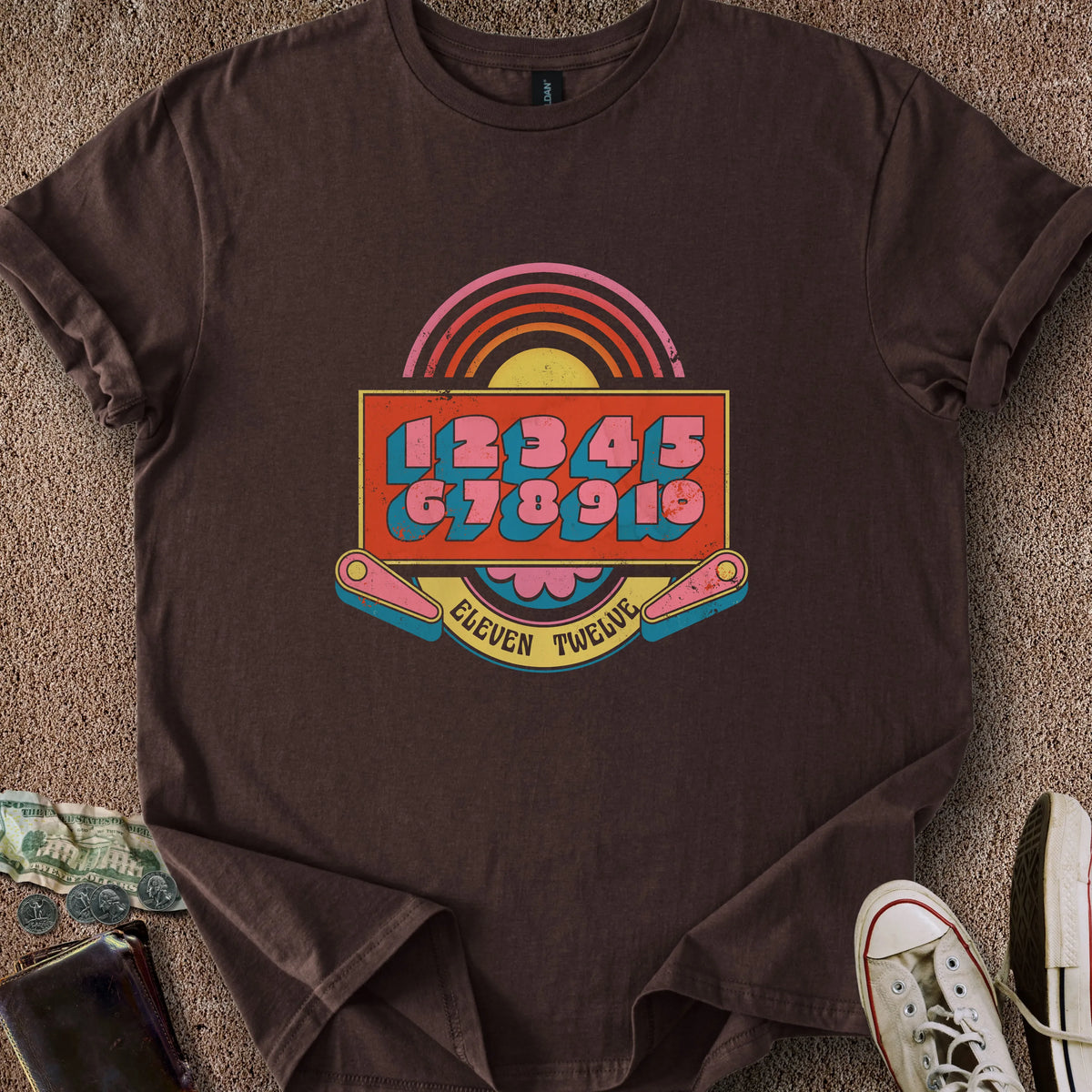 Printify T-Shirt Dark Chocolate / S Pinball Counting T-Shirt