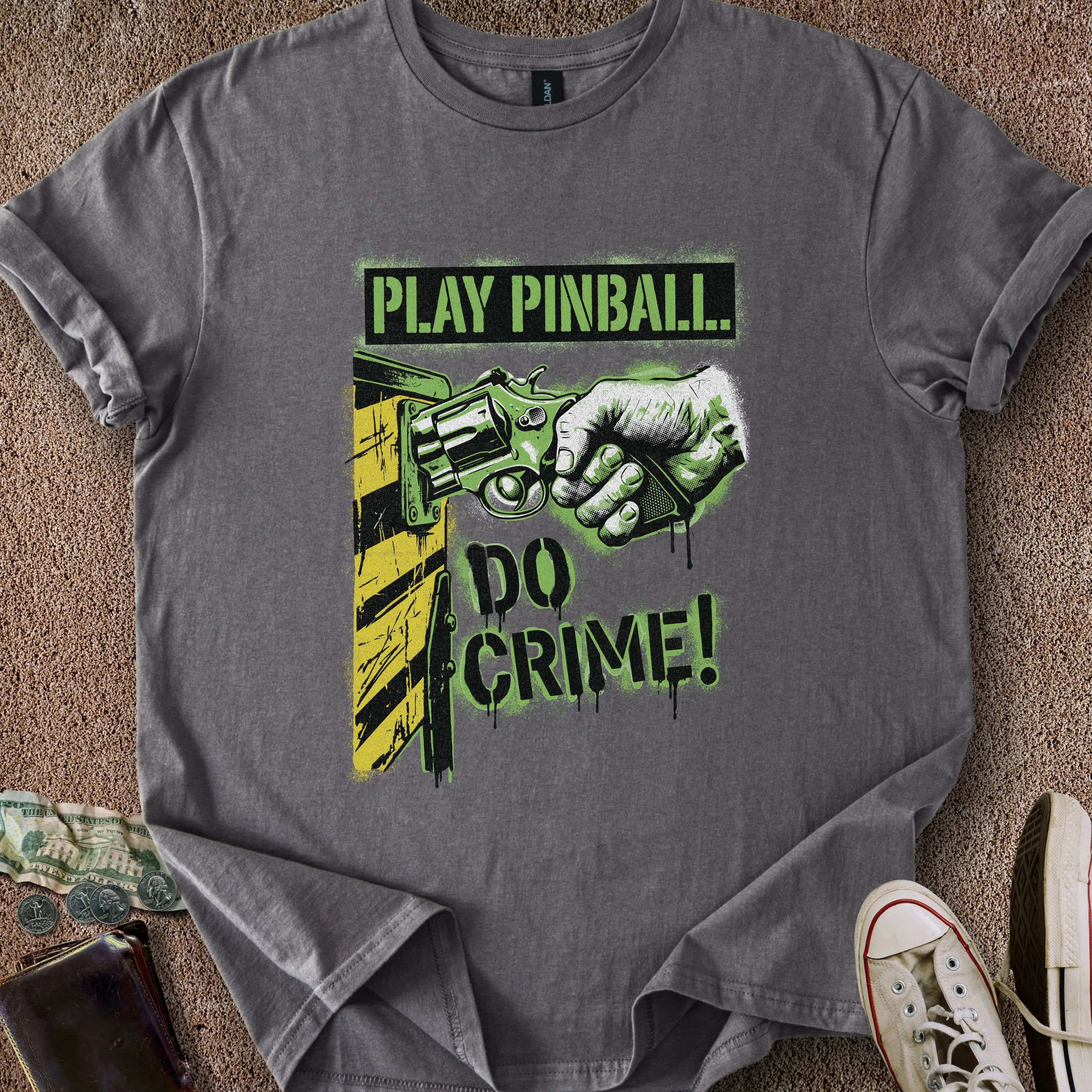 Printify T-Shirt Charcoal / S Pinball & Crime T-Shirt