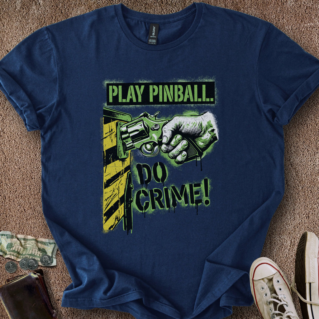 Printify T-Shirt Navy / S Pinball & Crime T-Shirt